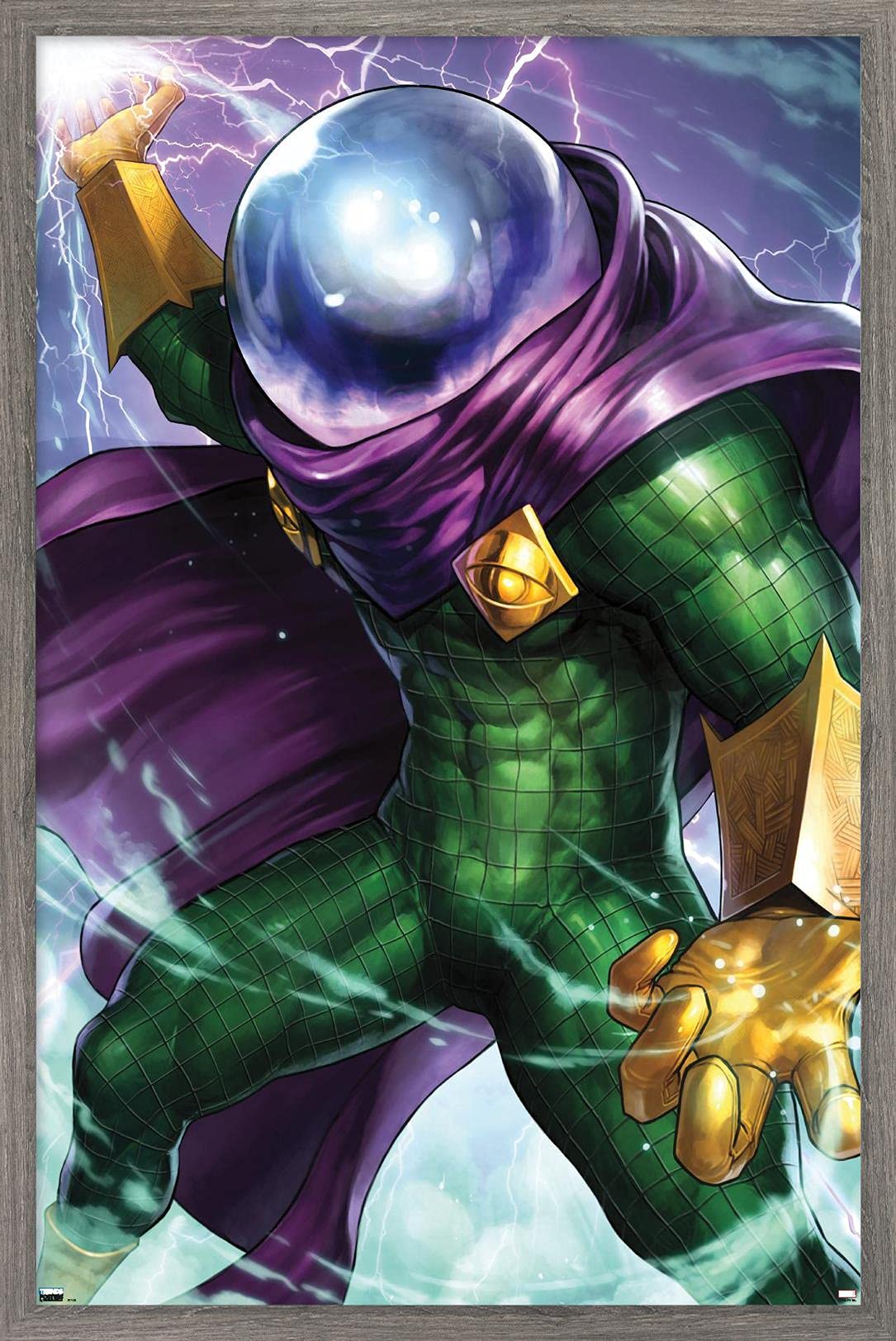 Marvel Comics Mysterio - Miles Morales Spider-Man #6 Framed Wall Poster 22.4x14.7 Inches | Barnwood Frame | Superhero Home Decor for Bedroom, Living Room & Office