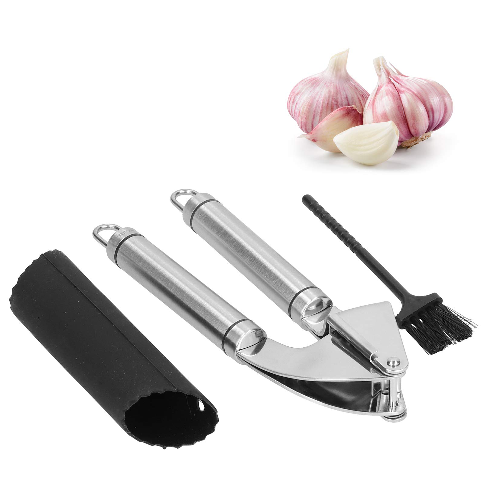 Premium Heavy-Duty Stainless Steel Garlic Press - Rustproof Professional Garlic Crusher & Mincer for Kitchen, Restaurant & Home Use - Perfect for Cooking, Meal Prep & Italian Cuisine