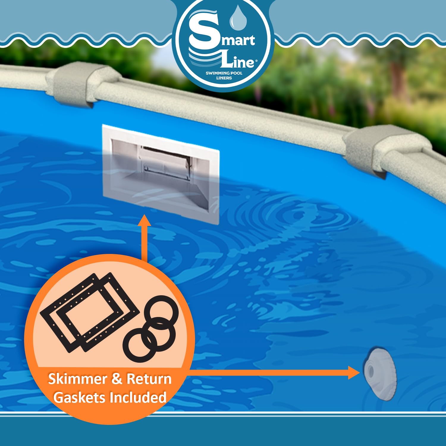 Smartline 15x27 ft Oval Above Ground Pool Liner - Solid Blue Overlap Style for Steel Sided Pools | 48-52 Inch Wall Height | 25 Gauge Heavy Duty Virgin Vinyl | Perfect for Backyard Swimming & Summer Relaxation