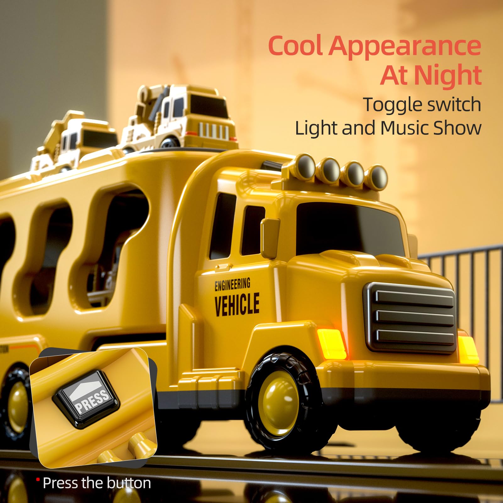 5 in 1 Construction Truck Toys Set with Lights & Sounds - STEM Learning Vehicles for Toddlers Boys Age 3-5 - Dump Truck, Excavator & More - Perfect Birthday Gift & Pretend Play for Preschoolers (Ideal for Sandbox Play & Construction Role-Playing)