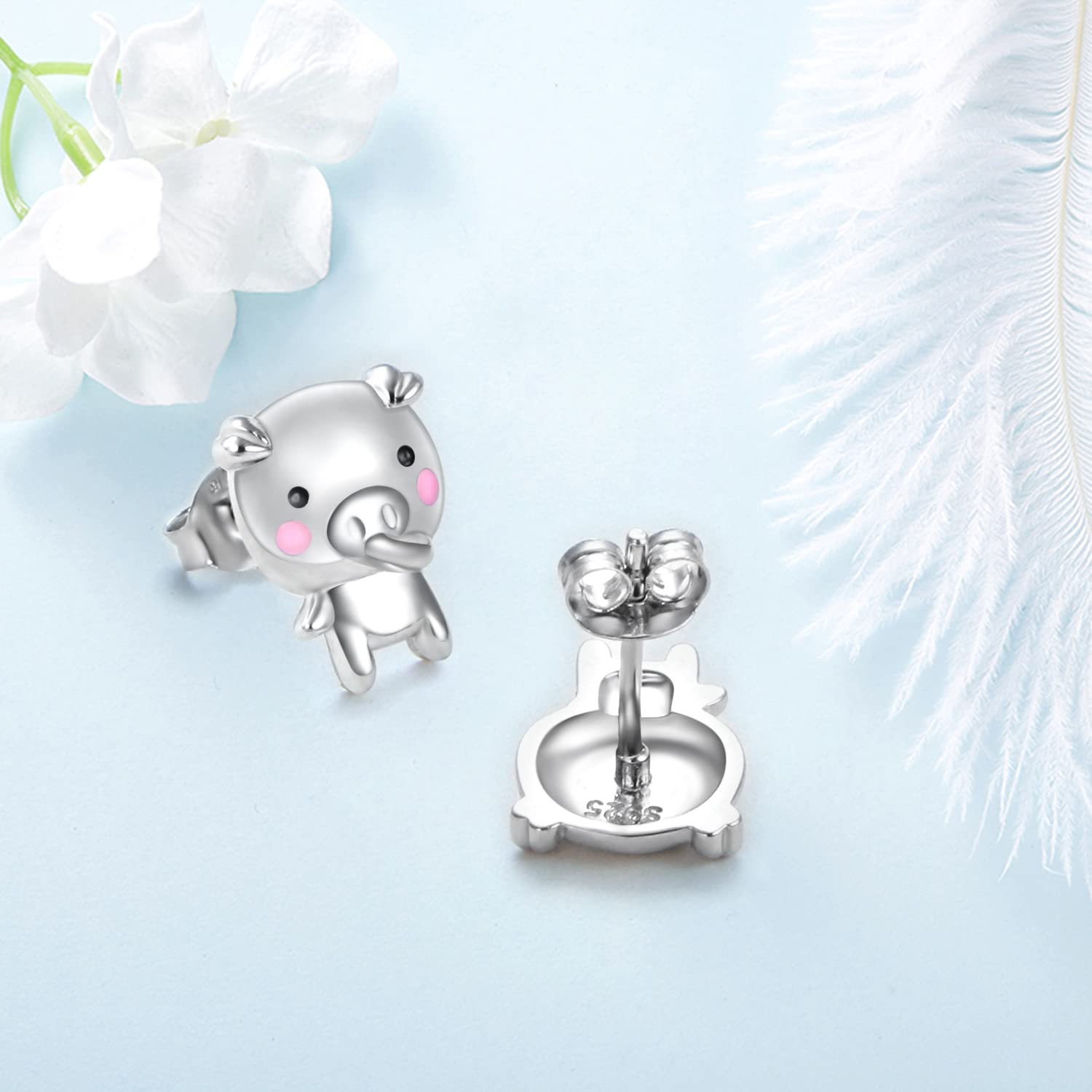925 Sterling Silver Animal Stud Earrings for Women - Cute Panda, Narwhal, Piggy, Frog, Dinosaur & Bunny Earrings | Hypoallergenic Jewelry Gift for Birthday, Christmas | Perfect for Animal Lovers, Daily Wear & Special Occasions