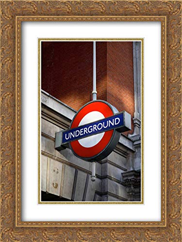 Karyn Millet 28x37 Gold Ornate Frame with Double Matted Museum Art Print - London Underground Poster - Vintage Travel Decor for Living Room, Office & British Theme Interior Design