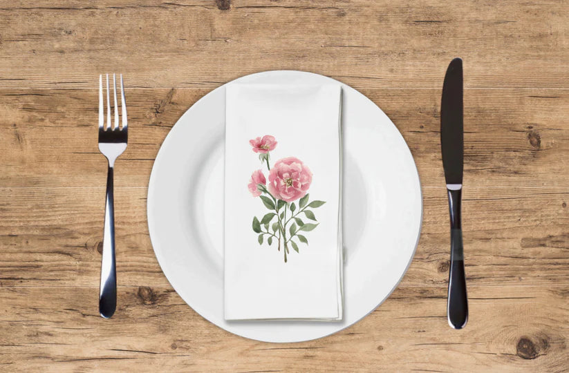 Premium Disposable Linen-Like Paper Guest Towels - 16 Pack Blush Roses Design - Soft & Absorbent for Parties, Weddings, and Upscale Events
