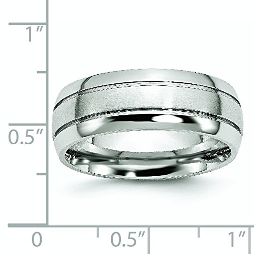**8mm Cobalt Wedding Band for Men - Polished & Satin Grooved Design - Perfect for Engagement, Anniversary, and Everyday Wear**
