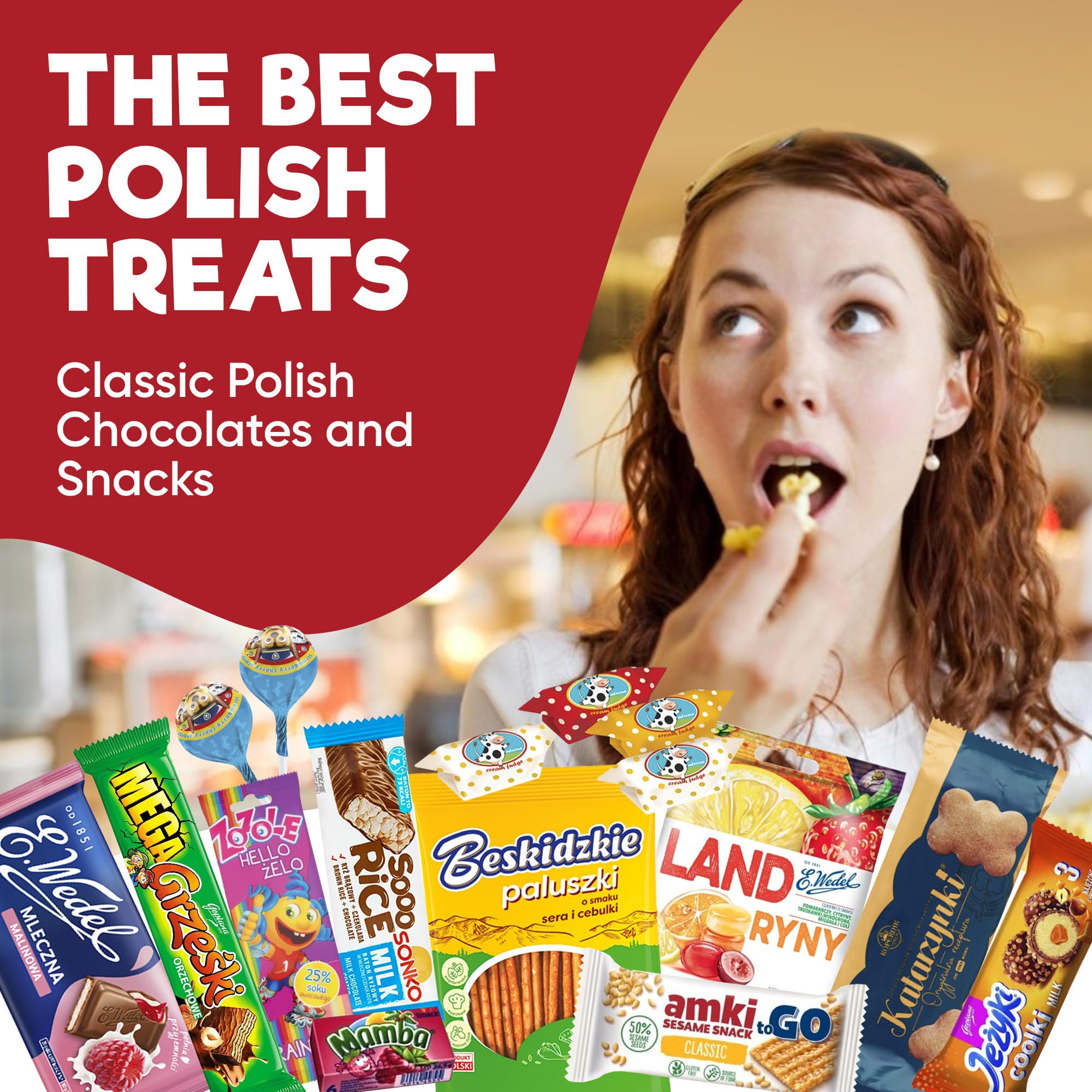 Authentic Polish Candy Snack Box - 15 Traditional Polish Treats with Chocolate, Wafers, Sesame Snacks & Cookies | Best Gift from Poland for Holidays, Birthdays & Cultural Food Lovers