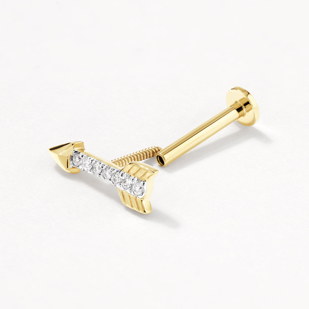 10k Gold Diamond Arrow Helix Single Stud Earring - Dainty Cartilage Piercing Jewelry for Women | Perfect for Everyday Wear & Special Occasions