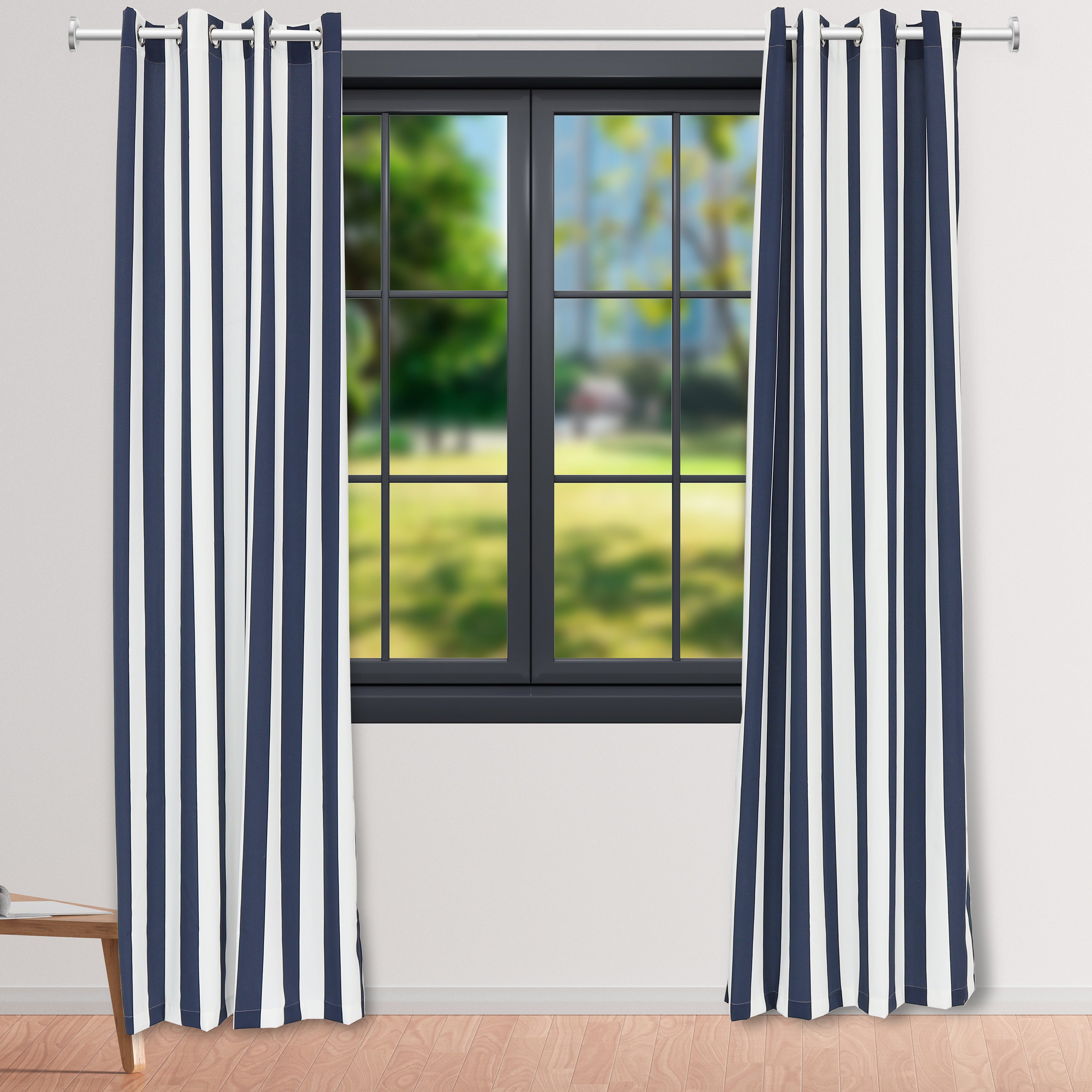 Sunnydaze Designer Eyelet Outdoor Curtain Panels 52 x 108 Inches - Waterproof Sun Shade Curtains for Patio, Deck, Porch & Backyard Privacy Protection