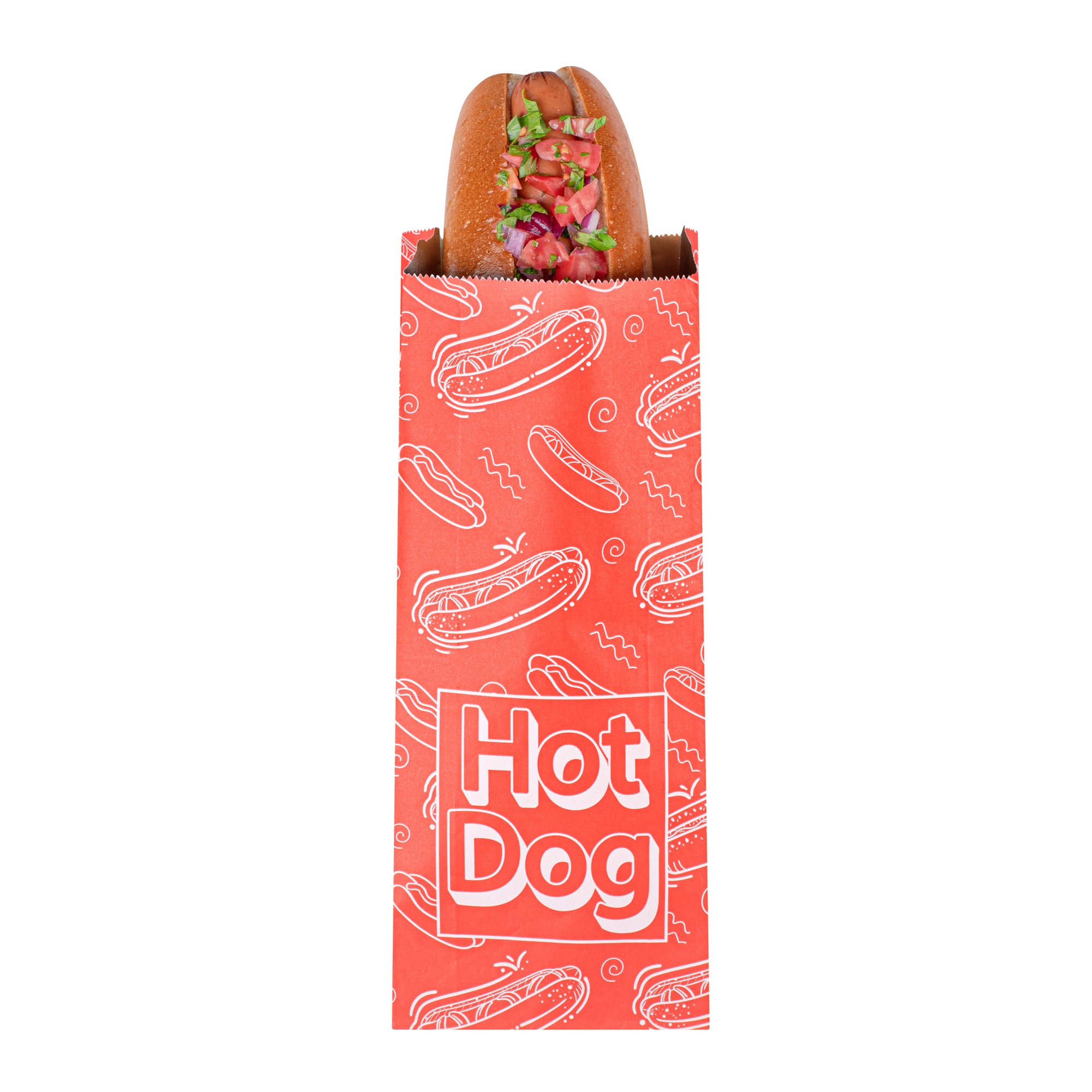 Premium Red Printed Hot Dog Foil Bags - 4.5