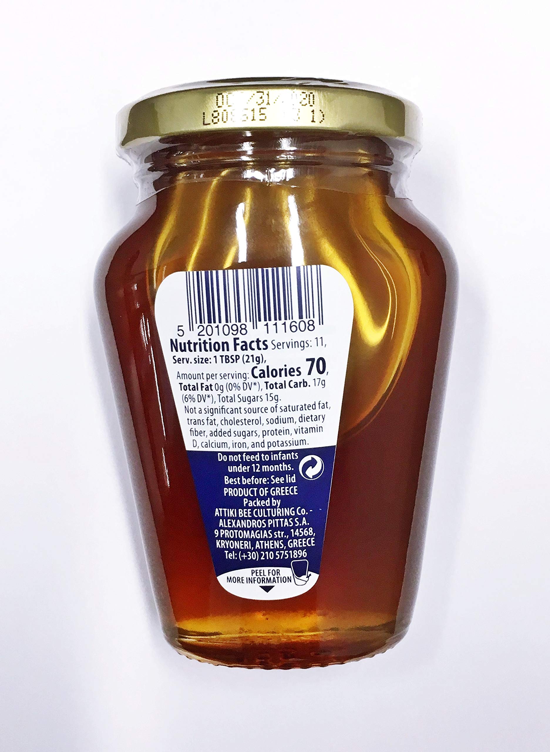 Pure Greek Honey from Attiki - 8oz Jar | Raw, Natural & Unfiltered | Perfect for Tea, Baking & Healthy Snacks