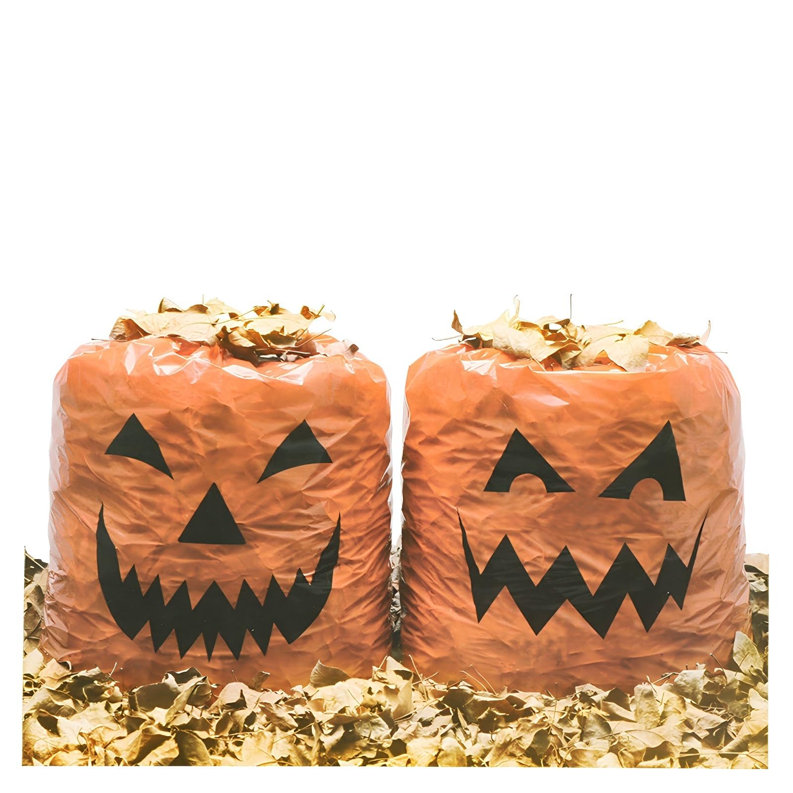 Pumpkin Pattern Halloween Lawn Bags - 2 Pack Plastic Leaf Bags for Outdoor Fall Decorations, Yard Trash Collection & Spooky Halloween Decor | Perfect for Front Porch Display, Autumn Parties & Seasonal Cleanup