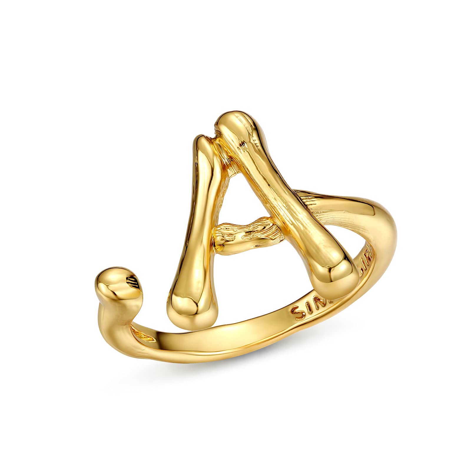 18K Gold Plated Initial Letter Ring for Women & Men - Adjustable Open Alphabet Statement Knuckle Ring Band Jewelry (A-Z) - Perfect for Gifts, Parties, and Everyday Fashion (Includes Gift Box)