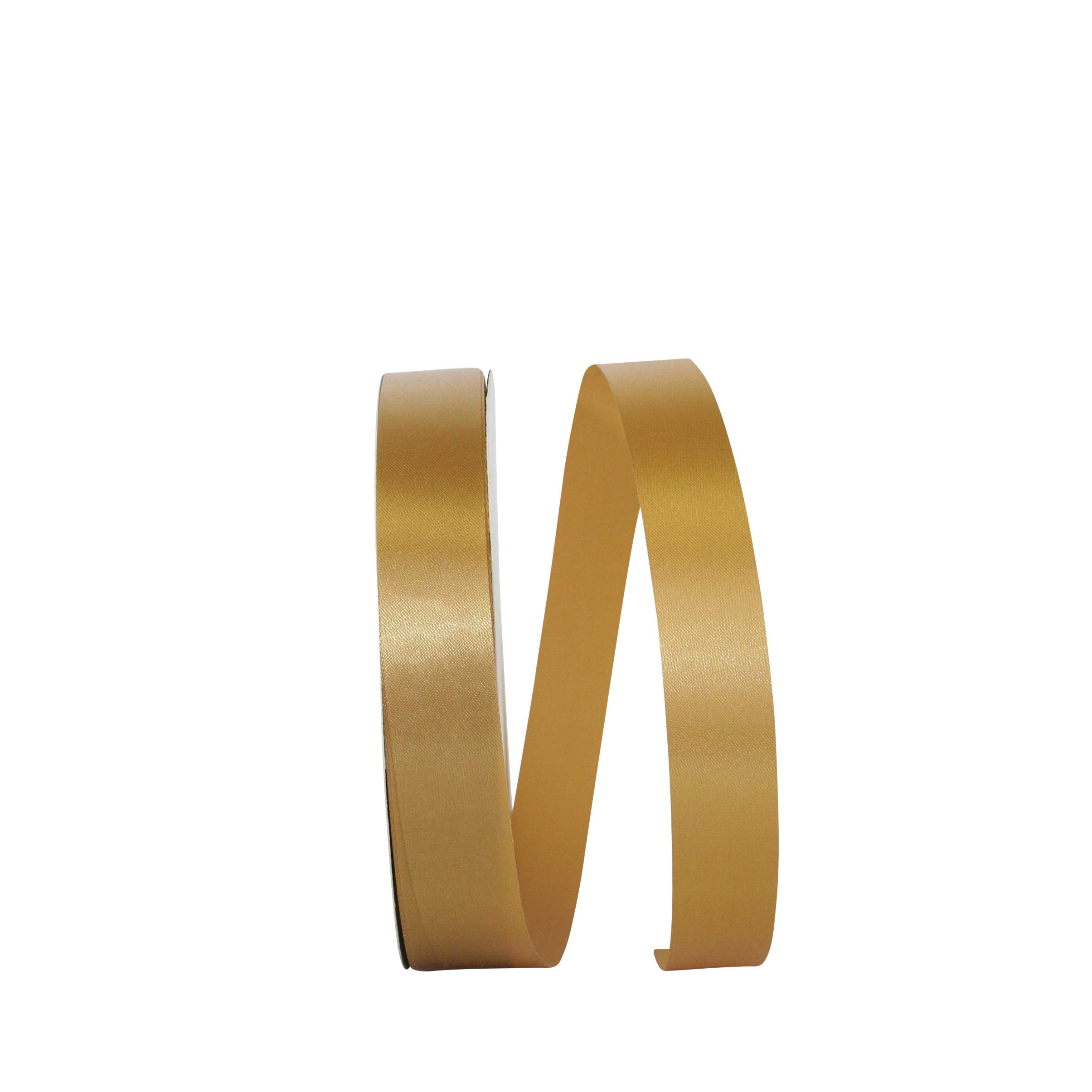 Reliant Ribbon Satin Supreme Ribbon - 7/8 Inch x 100 Yards, Antique Gold - Perfect for Gift Wrapping, Wedding Decorations & DIY Crafts