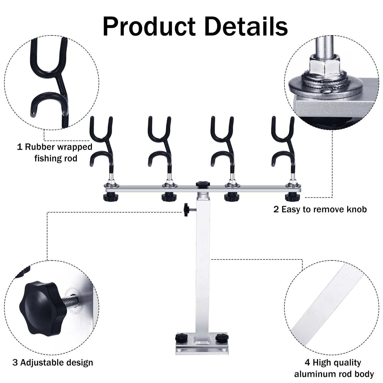 PVC Coated Steel Crappie Rod Holder - 360° Adjustable for Boats & Anglers - Fishing Accessories