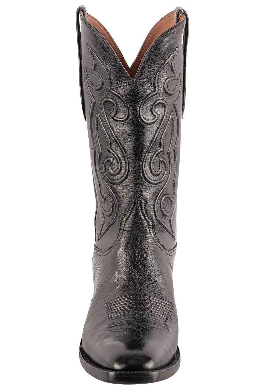 Premium Black Jack Exclusive Smooth Ostrich Cowboy Boots for Men - Handcrafted Genuine Leather Western Boots with Comfortable Fit - Perfect for Rodeo, Country Dancing & Western Fashion