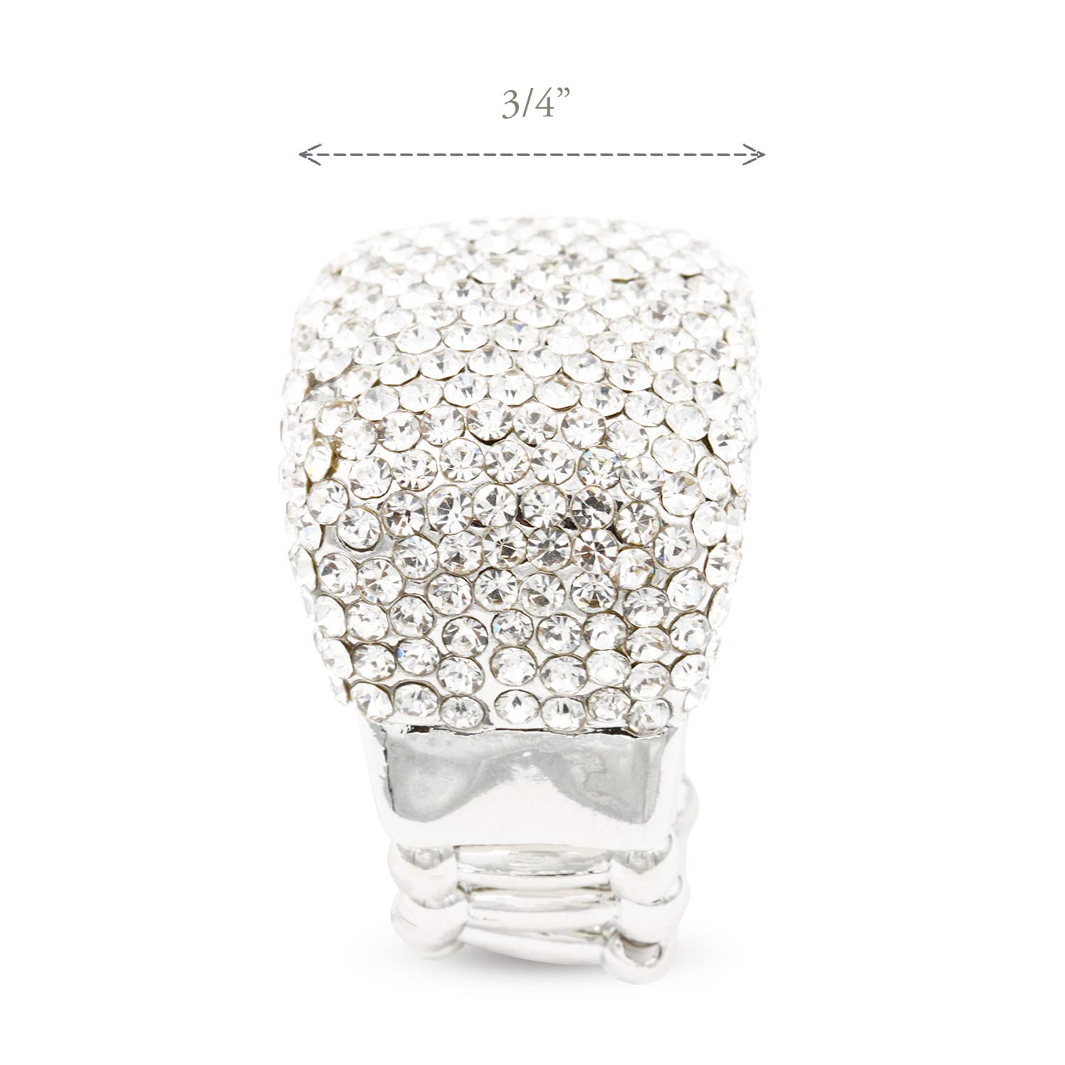 Luxury Half Cube Crystal Stretch Rings for Women - Adjustable Statement Jewelry for Parties, Weddings & Everyday Wear