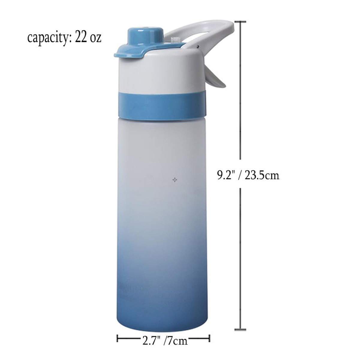 22 oz Mist Spray Water Bottle - Portable Sports Water Bottle with Anti-Leak Design for Hydration - Perfect for Gym, Running, Hiking & Outdoor Activities