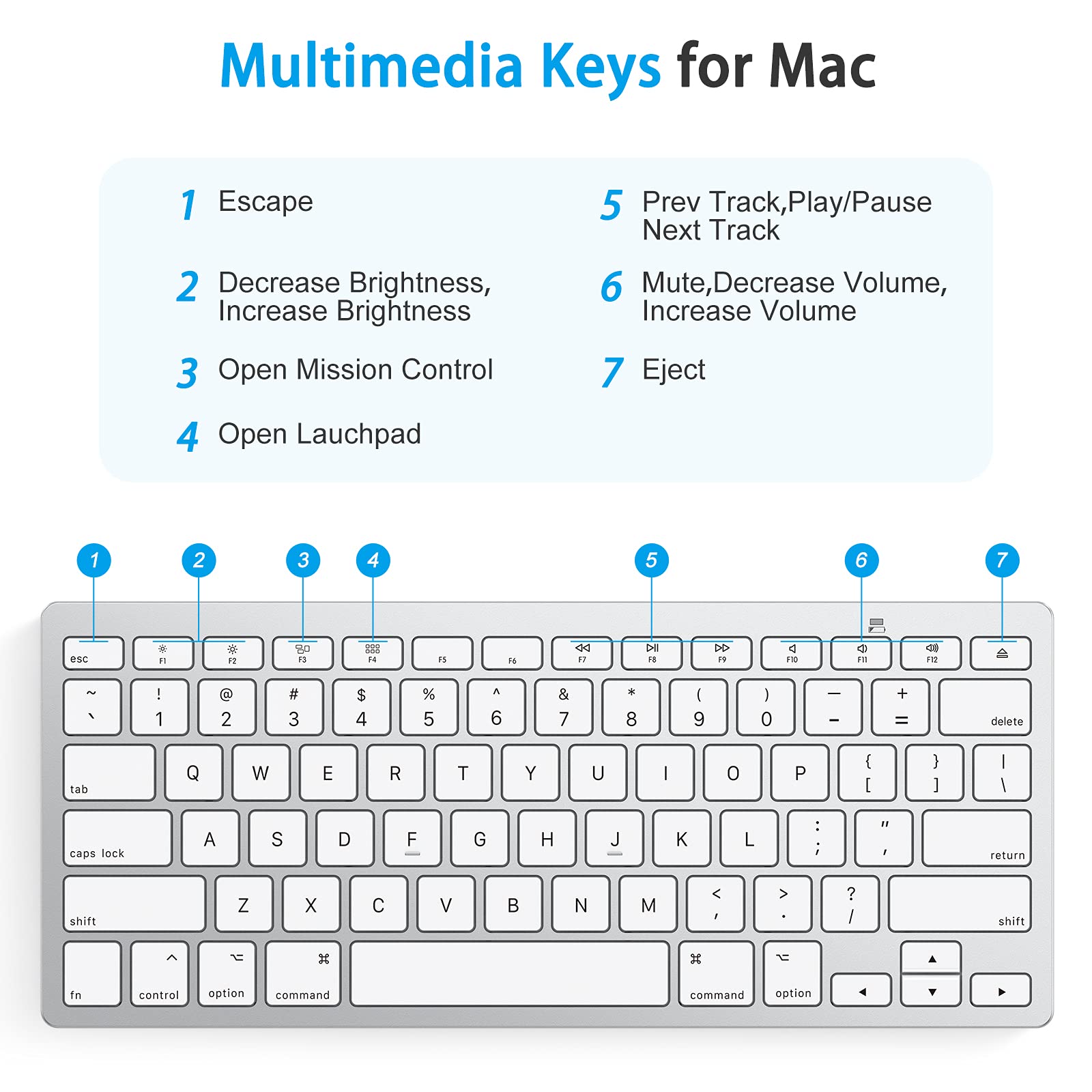 OMOTON Bluetooth Keyboard for Mac - Compact Wireless Keyboard Compatible with MacBook Pro/Air, iMac, Mac Mini, Windows PC (Silver) | Perfect for Home Office, Travel & Coffee Shop Work
