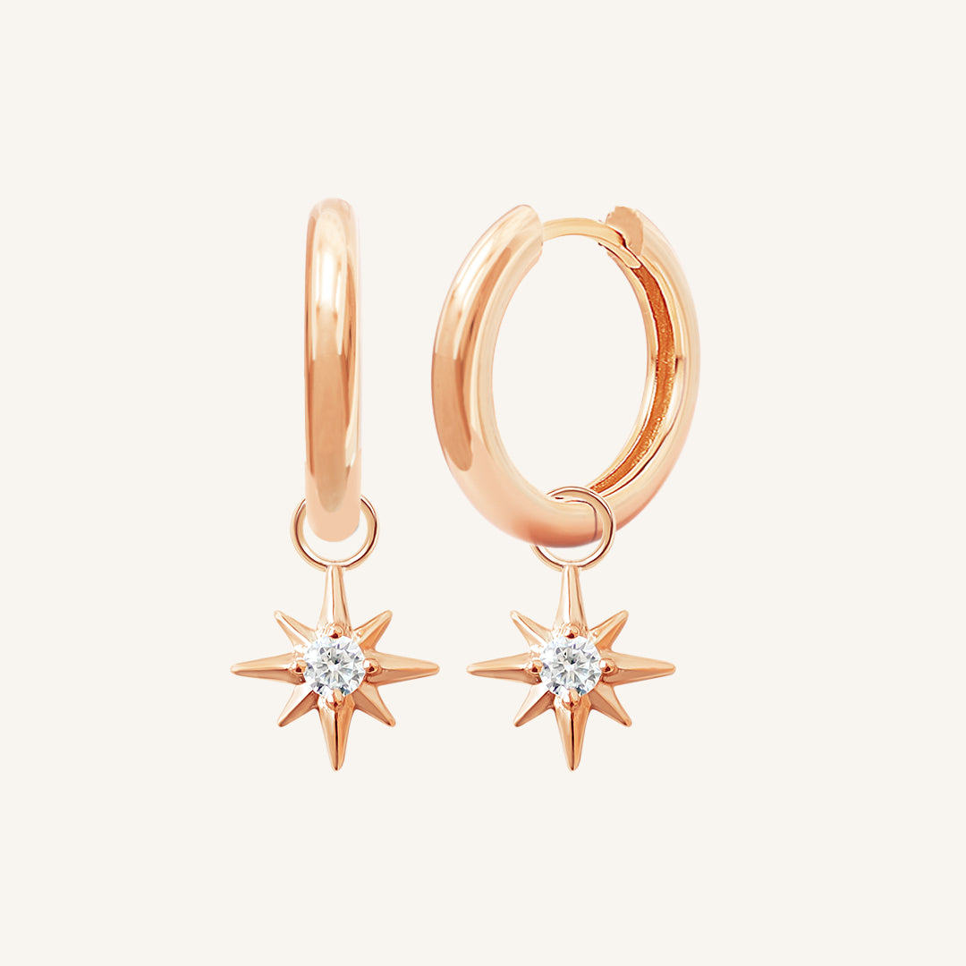 Contentment Star Plain Hoops - Minimalist Sterling Silver Earrings for Women | Everyday Wear, Gift Giving & Special Occasions