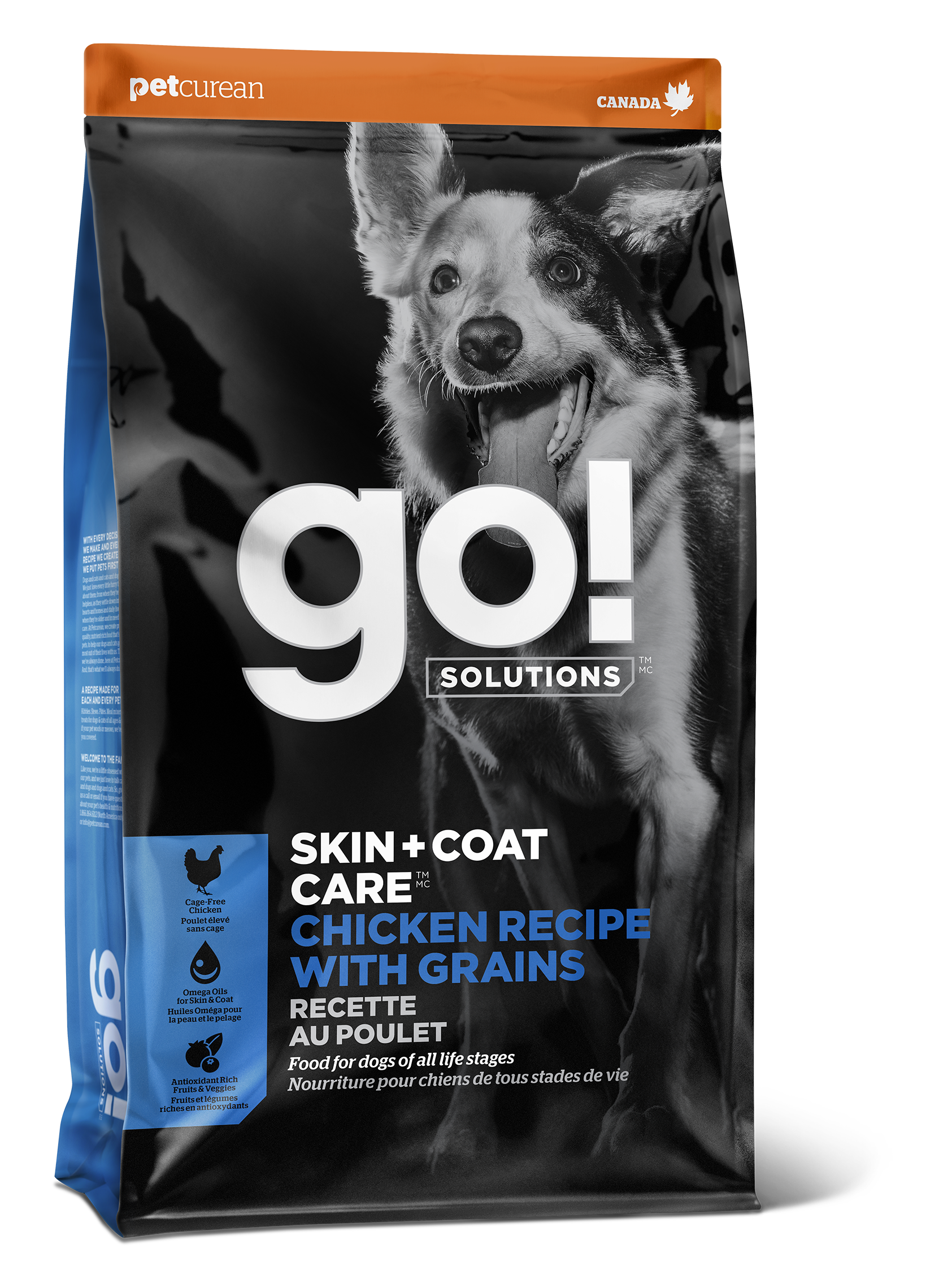 Petcurean GO! Skin & Coat Care Grain-Free Dry Dog Food with Chicken - Premium Nutrition for Healthy Skin & Shiny Coat - Ideal for Adult Dogs with Sensitive Skin or Allergies