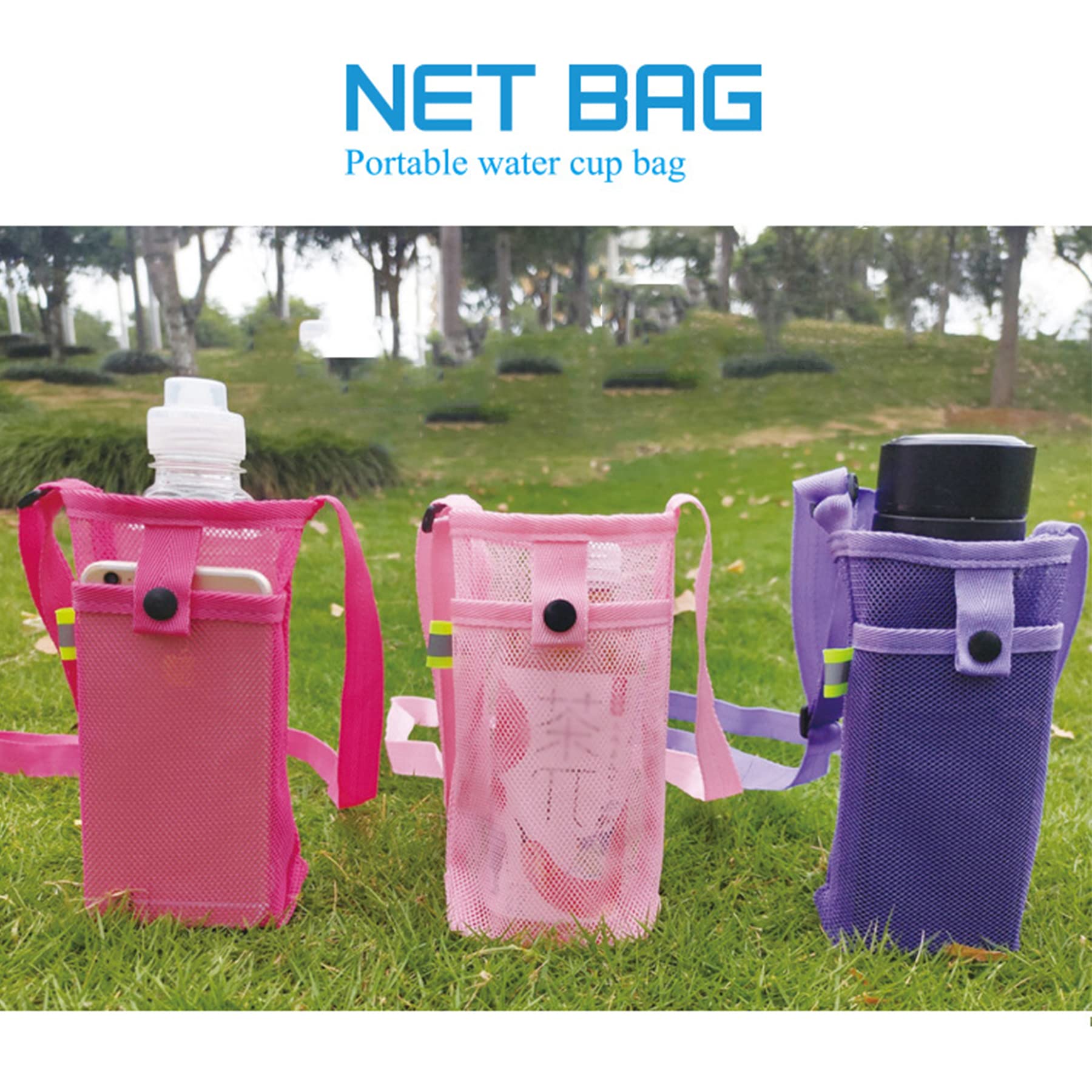Cross Body Water Bottle Sling with Strap - Foldable Lightweight Mesh Water Bottle Carrier for Hiking, Cycling, Fitness & Outdoor Activities | Portable Hydration Solution for Sports & Travel | White