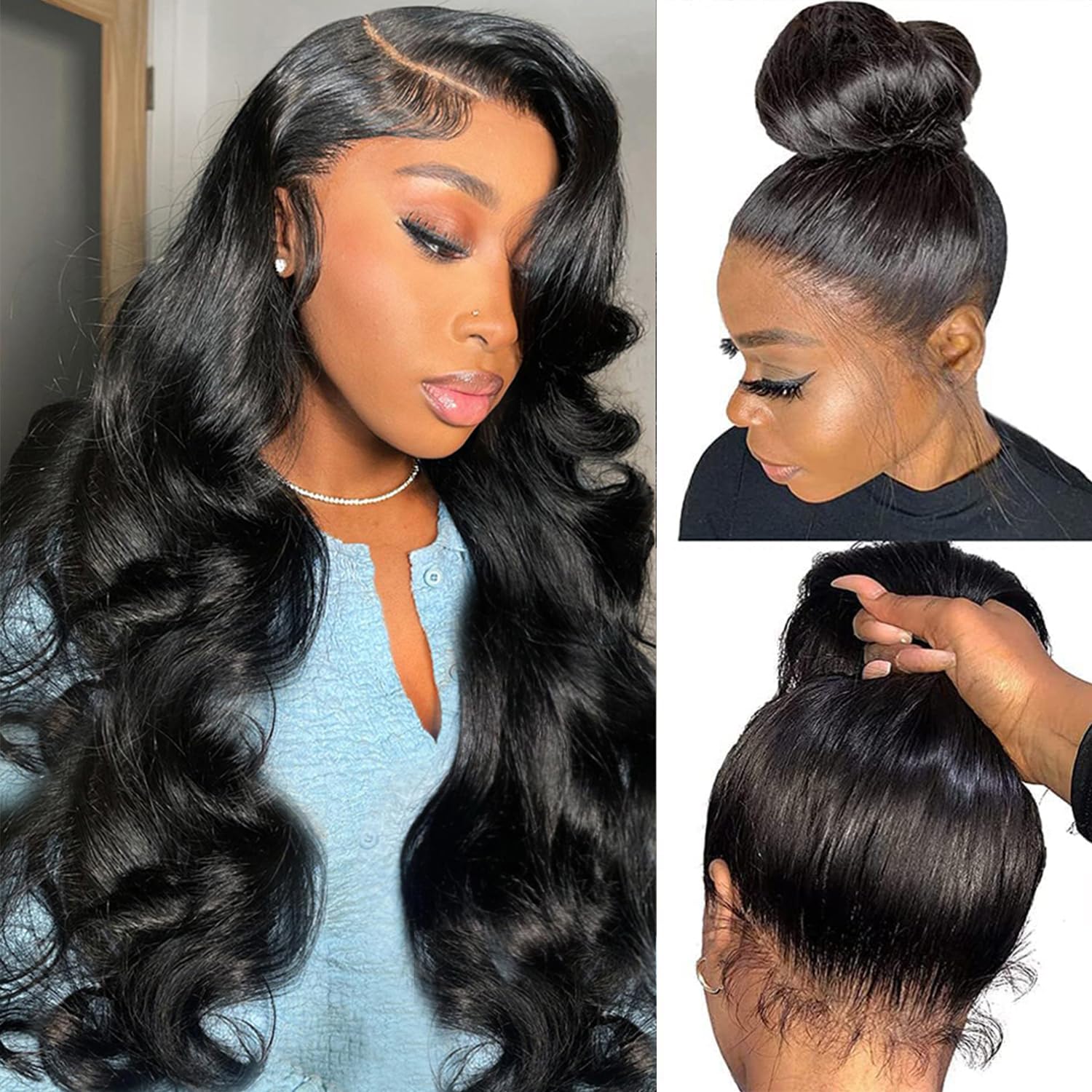 360 Lace Front Wigs Human Hair - 200% Density Body Wave Full Lace Wig with Pre-Plucked Hairline & Baby Hair - HD Transparent Lace for Natural Look (24 Inch) - Perfect for Daily Wear, Cosplay & Special Occasions