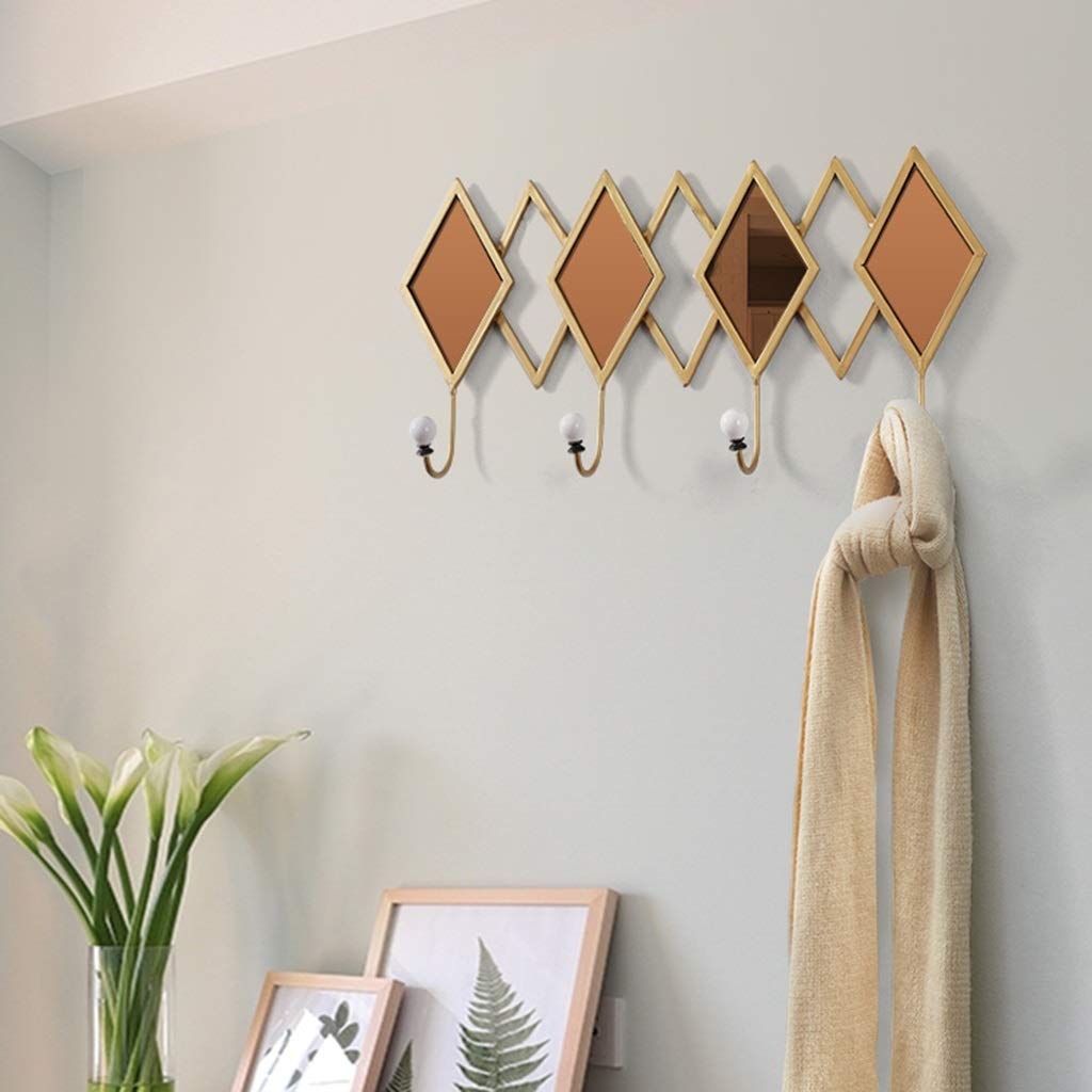 Stylish Metal Wall-Mounted Coat Rack with Key Holder - Space-Saving Entryway Organizer for Hats, Coats & Bags (Orange, 50x25cm) - Perfect for Hallway, Porch, Bedroom & Apartment Decor