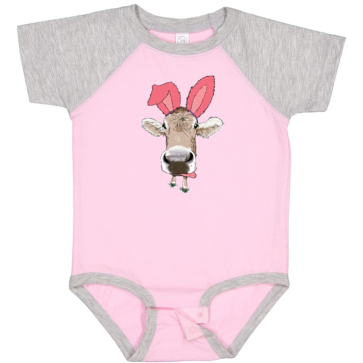 Inktastic Funny Easter Cow in Pink Ears Baby Bodysuit - Cute Easter Outfit for Infants & Toddlers - Perfect for Easter Photos, Family Gatherings & Holiday Celebrations