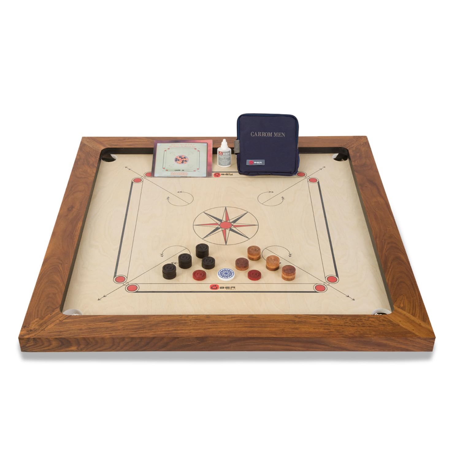Championship Carrom Board Set - 34x34 Inch Official Tournament Size with Adjustable Stand | Premium Family Game for Indoor Recreation & Competitive Play