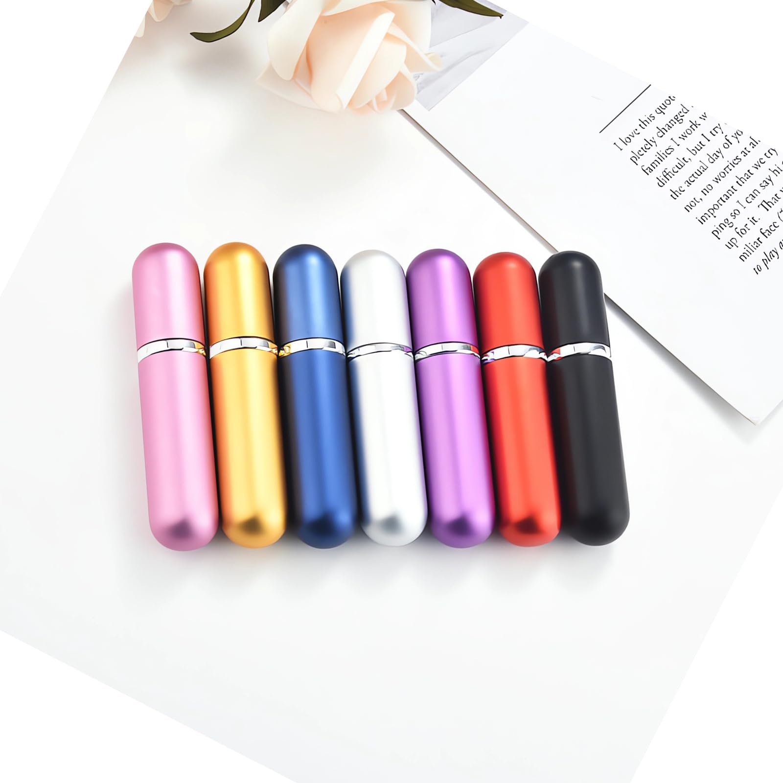 LusDoly 24-Pack 5ml Blue Mini Perfume Atomizer Bottles - Refillable Travel Spray Bottles for Perfume, Essential Oils, Cosmetic & Cleaning Liquids | Perfect for Travel, Gym, Home & Office Use