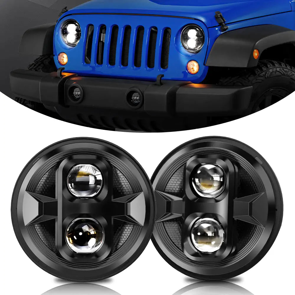 LOYO 7 Inch LED Headlight Kit - Compatible with Jeep Wrangler JK JKU TJ LJ, Chevy, Ford, GMC, Dodge, Mazda, Nissan, Mack, VW - High Brightness Off-Road Lighting for Adventure & Night Driving
