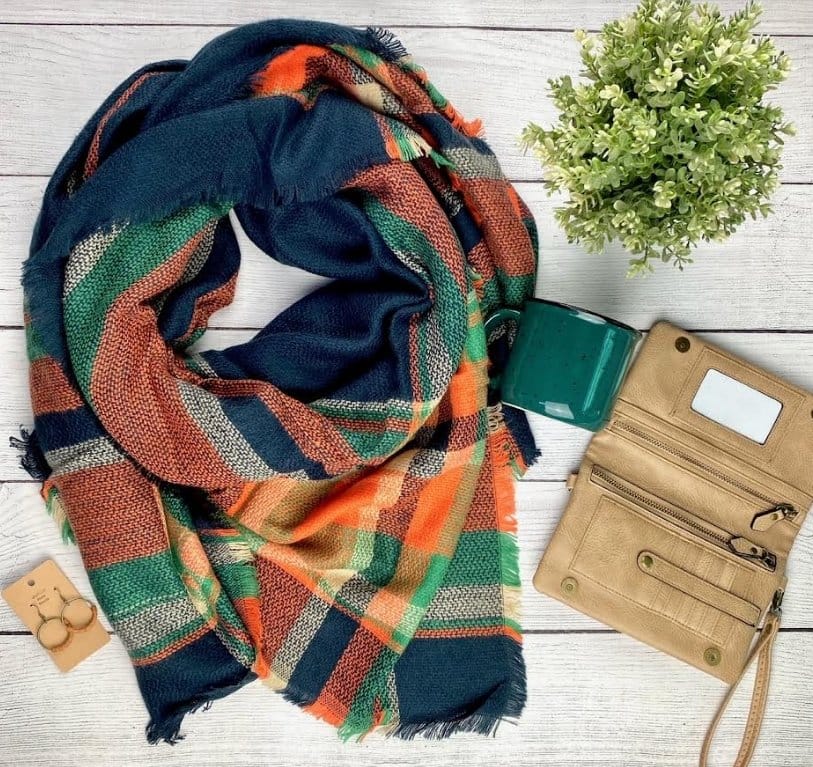 Cozy Navy Blue Fall Blanket Scarf - Soft Warm Oversized Wrap for Women - Perfect for Outdoor Activities, Travel & Layering in Cold Weather