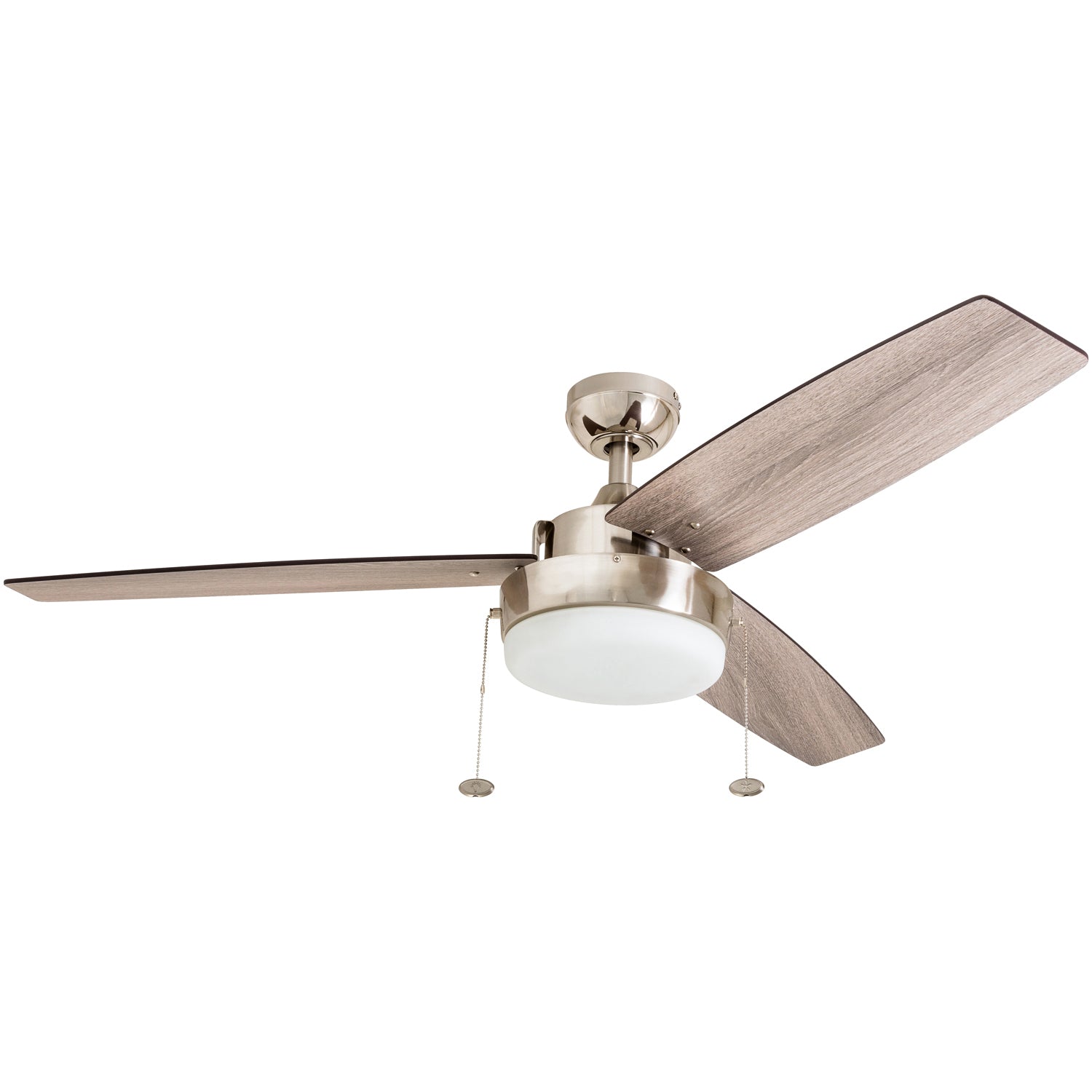 52 Inch Statham Brushed Nickel Ceiling Fan with Pull Chain - Perfect for Living Room, Bedroom, and Outdoor Spaces