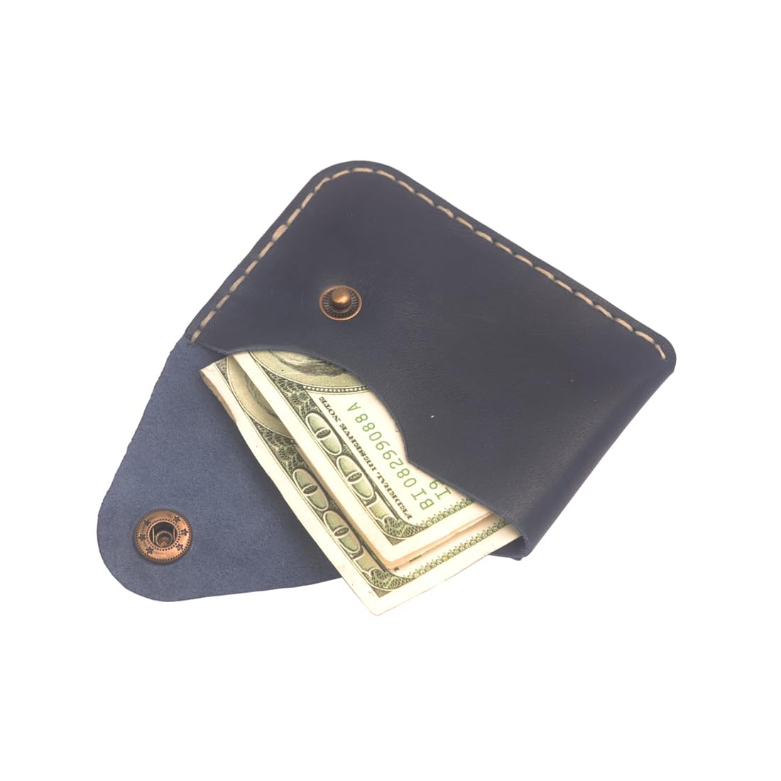 Upgraded Minimalist Card Holder - Handmade Thin Wallet with Multiple Card Slots, RFID Protection (Dark Blue) | Perfect for Everyday Carry, Travel & Business Use