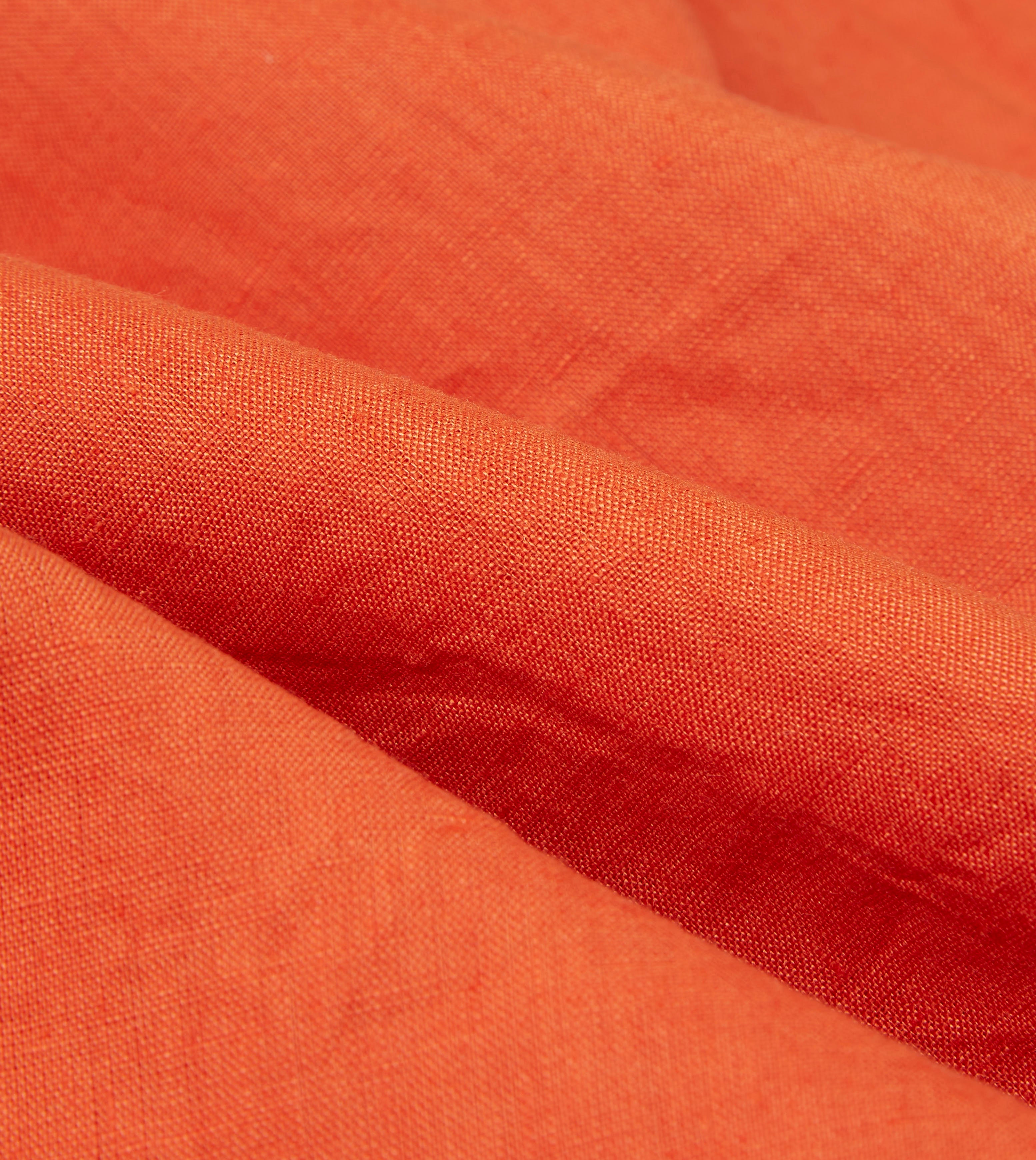 Men's Orange Linen Spread Collar Casual Shirt - Breathable Summer Button Down for Beach, Office & Outdoor Activities