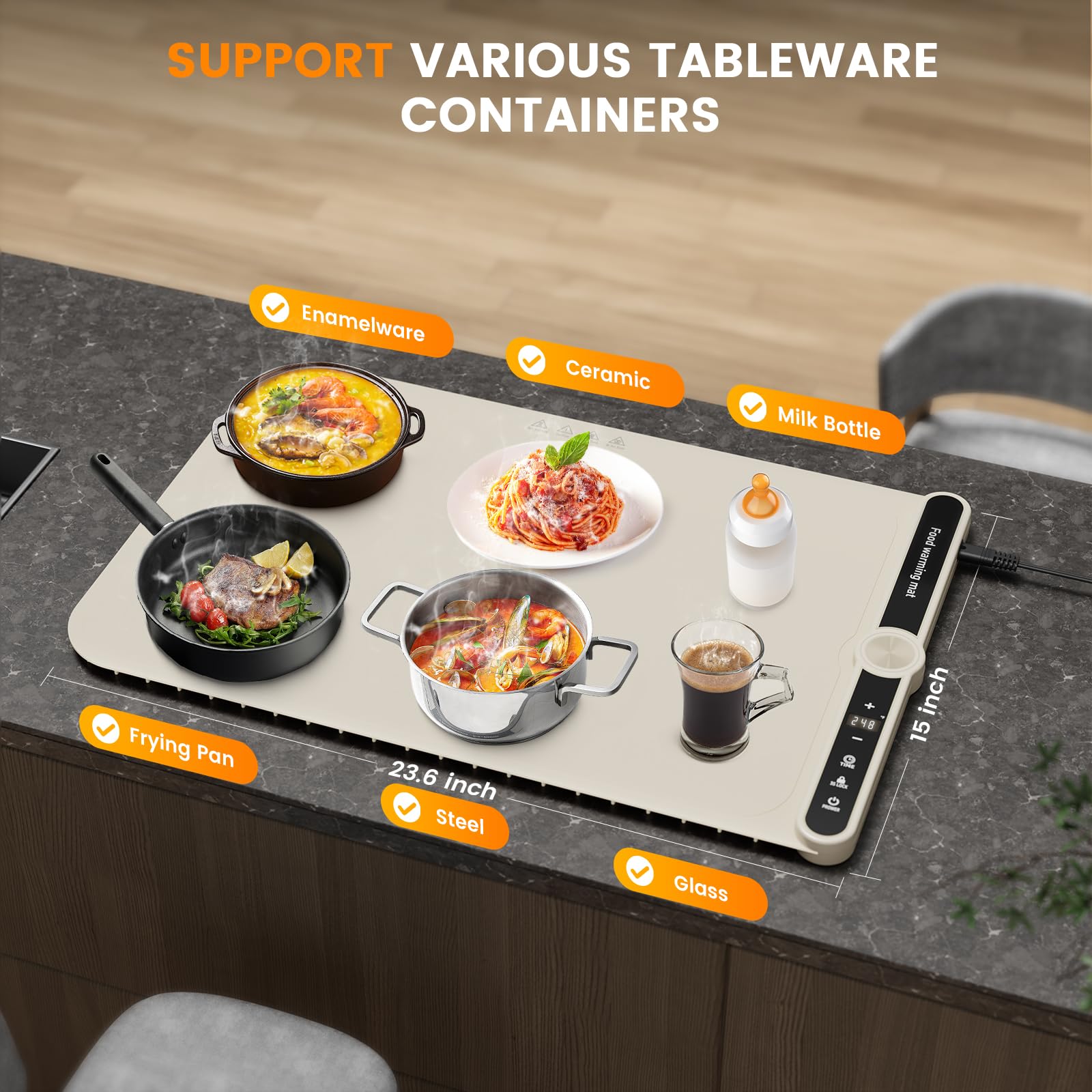 Electric Food Warming Mat - 9 Temperature Levels, Timer & Auto Shut-Off, Foldable Silicone Heating Tray for Buffet, Parties, Home & Office Use | Perfect for Keeping Meals Warm During Gatherings, Holidays & Daily Dining