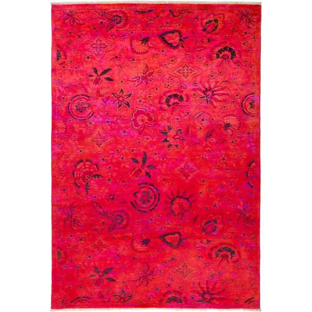 Hand-Knotted Vibrance Maripo Area Rug - Unique Red & Pink Persian Design 5'10