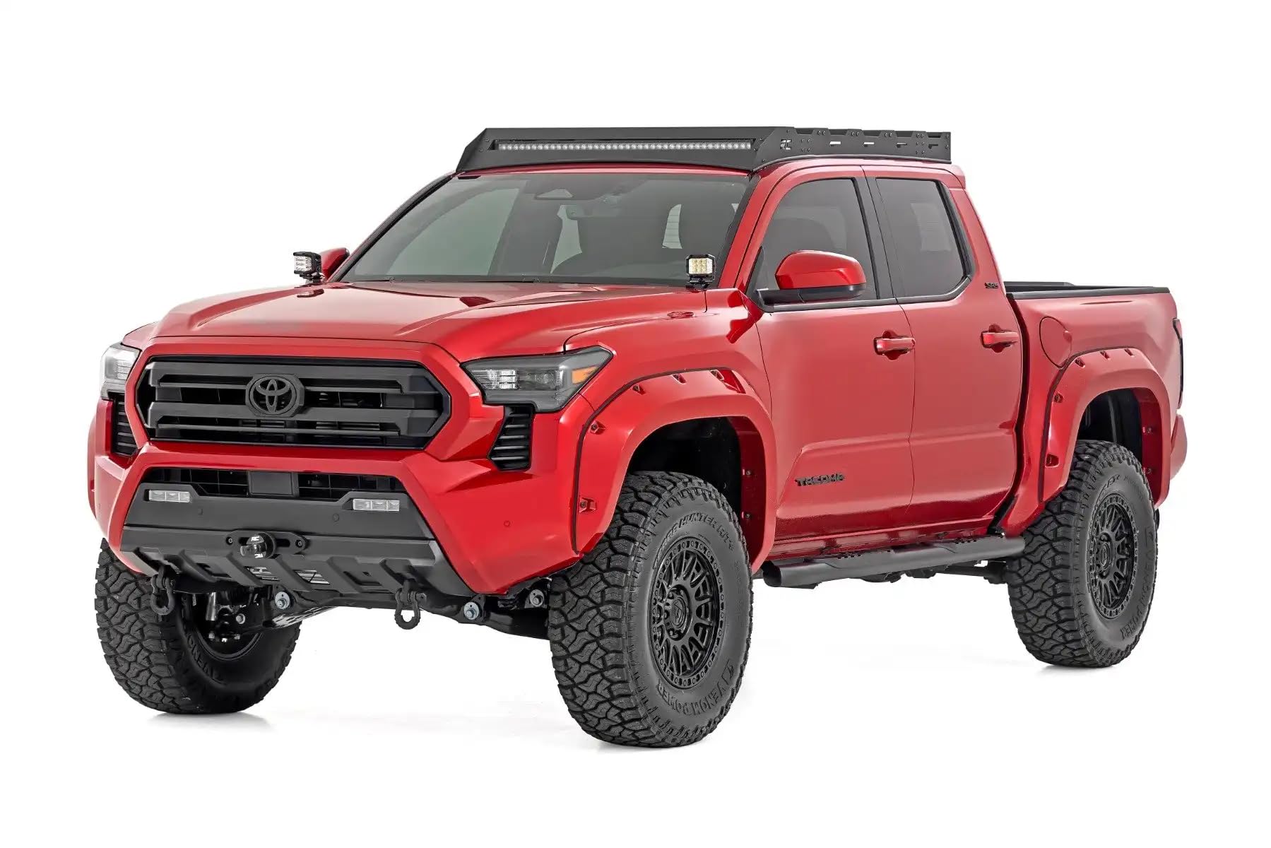 Rough Country Oval Nerf Steps for Toyota Tacoma (2024-2025) Double Cab - OEM Style Side Steps with Built-in Rails | Off-Road Protection & Easy Entry for Pickup Trucks