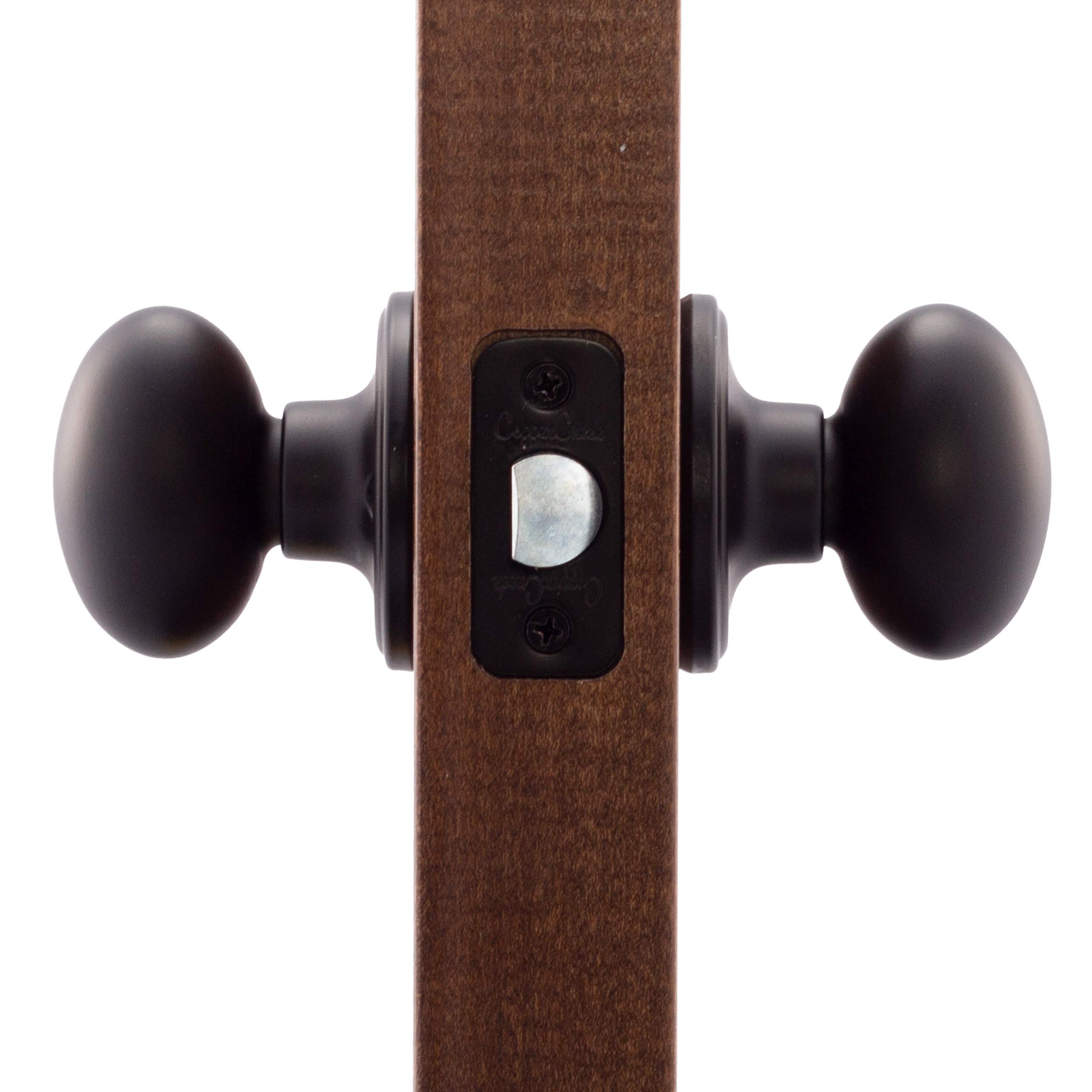 Copper Creek EK2020BC Black Egg Door Knob - 1 Pack Passage Function Interior Door Handle for Bedroom, Bathroom & Closet - Durable & Stylish Home Hardware