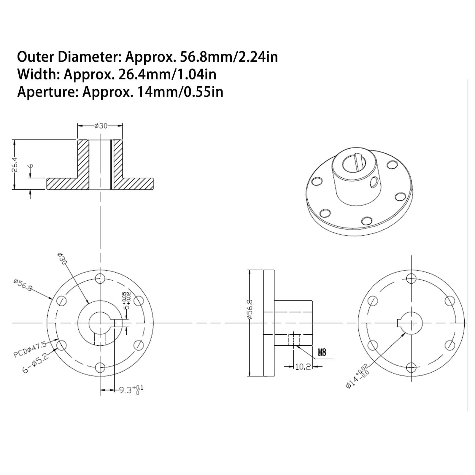 Alomejor 14mm Metal RC Flange Coupling - High Strength Shaft Connector for RC Cars, Drones & Robotics (Perfect for DIY RC Accessories & Mechanical Projects)