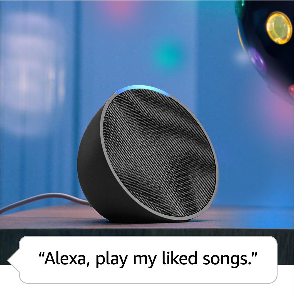 Amazon Echo Pop Compact Smart Speaker with Alexa (Charcoal) - Perfect for Bedroom, Kitchen & Small Spaces | Voice Control, Music Streaming & Smart Home Hub