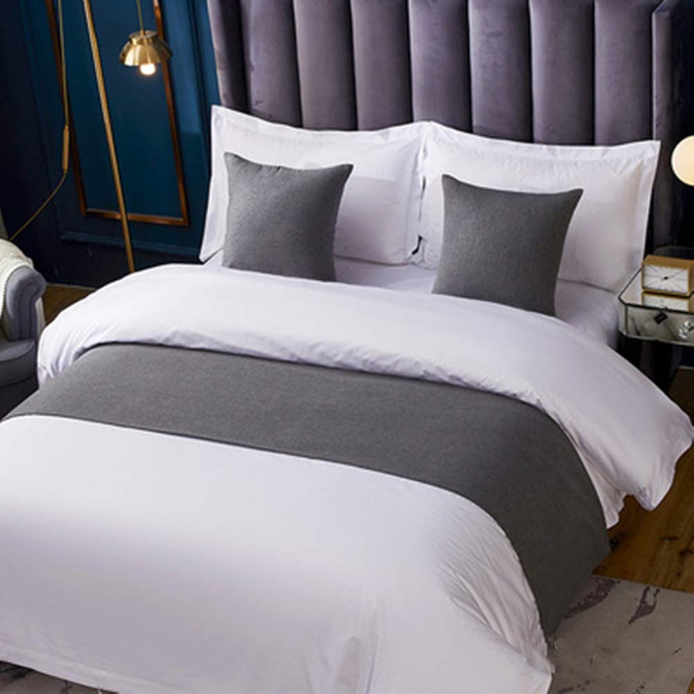 Twelves Grey Bed Runner Scarf - Queen Size Decorative Bedding for Bedroom, Hotel & Wedding Decor | Elegant Bed Cover for Luxury Bedroom Styling