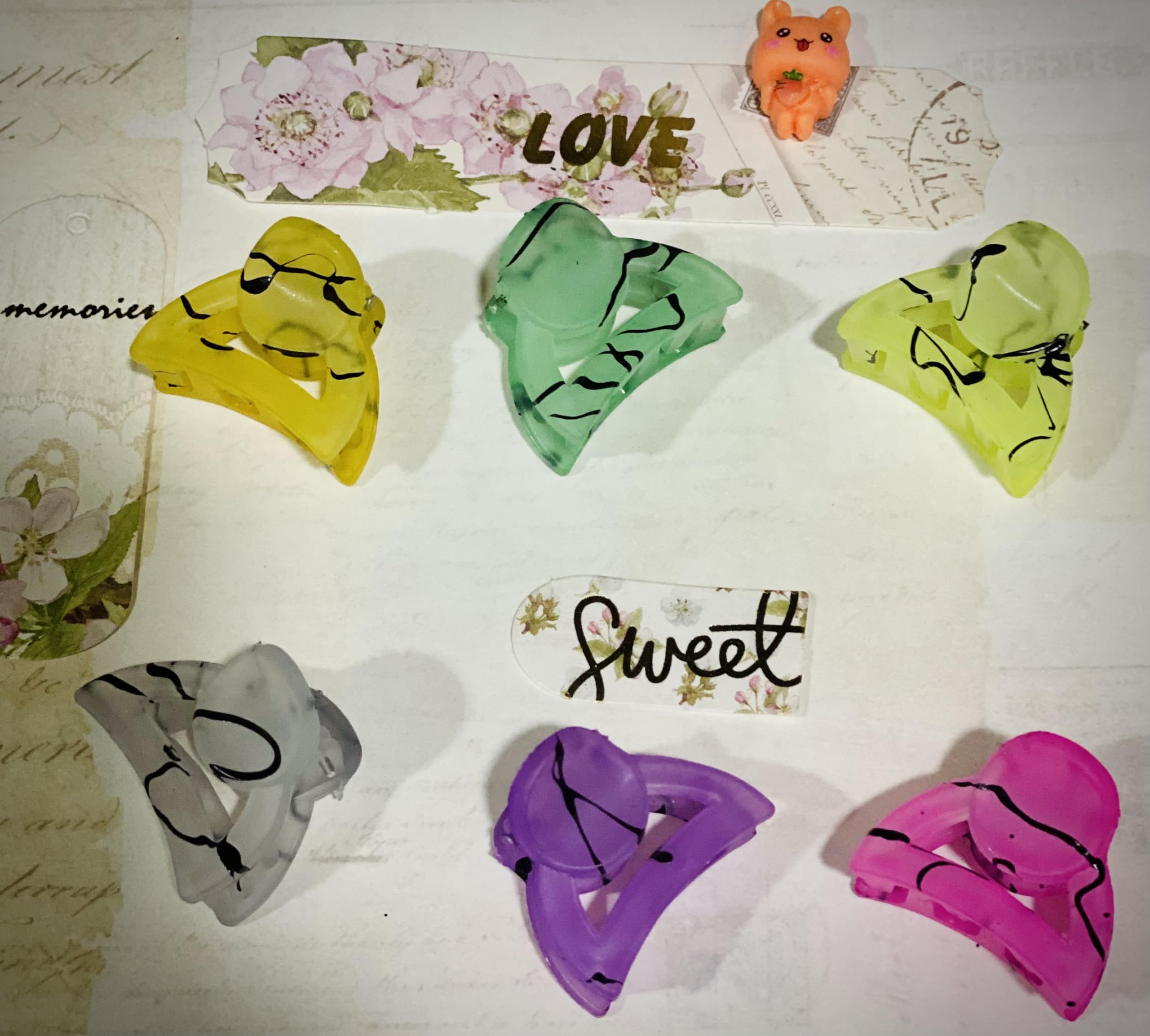 BRONNTANS Small Self-Design Claw Clips - 6 Pack Hair Clips for Women, Girls - Perfect for Ponytails, Buns & Half-Up Hairstyles
