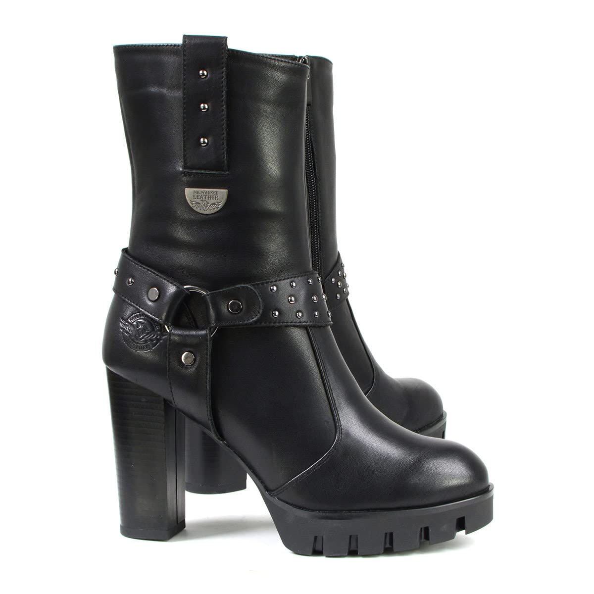 Premium Women's Leather Motorcycle Boots - Milwaukee Classic Casual Biker Boots Collection MBL-8 | Stylish & Comfortable for Riding, Outdoor Adventures & Everyday Wear