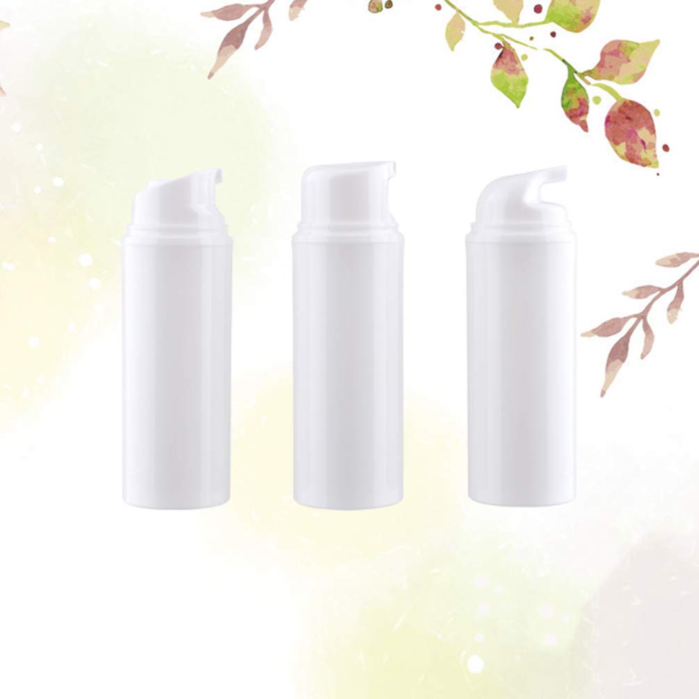 Exceart 3-Piece Travel Cosmetic Bottles Set - Leak-Proof Airless Pump Containers for Shampoo, Lotion & Toiletries | Portable Toiletry Bottles for Vacations, Gym & Air Travel (White)