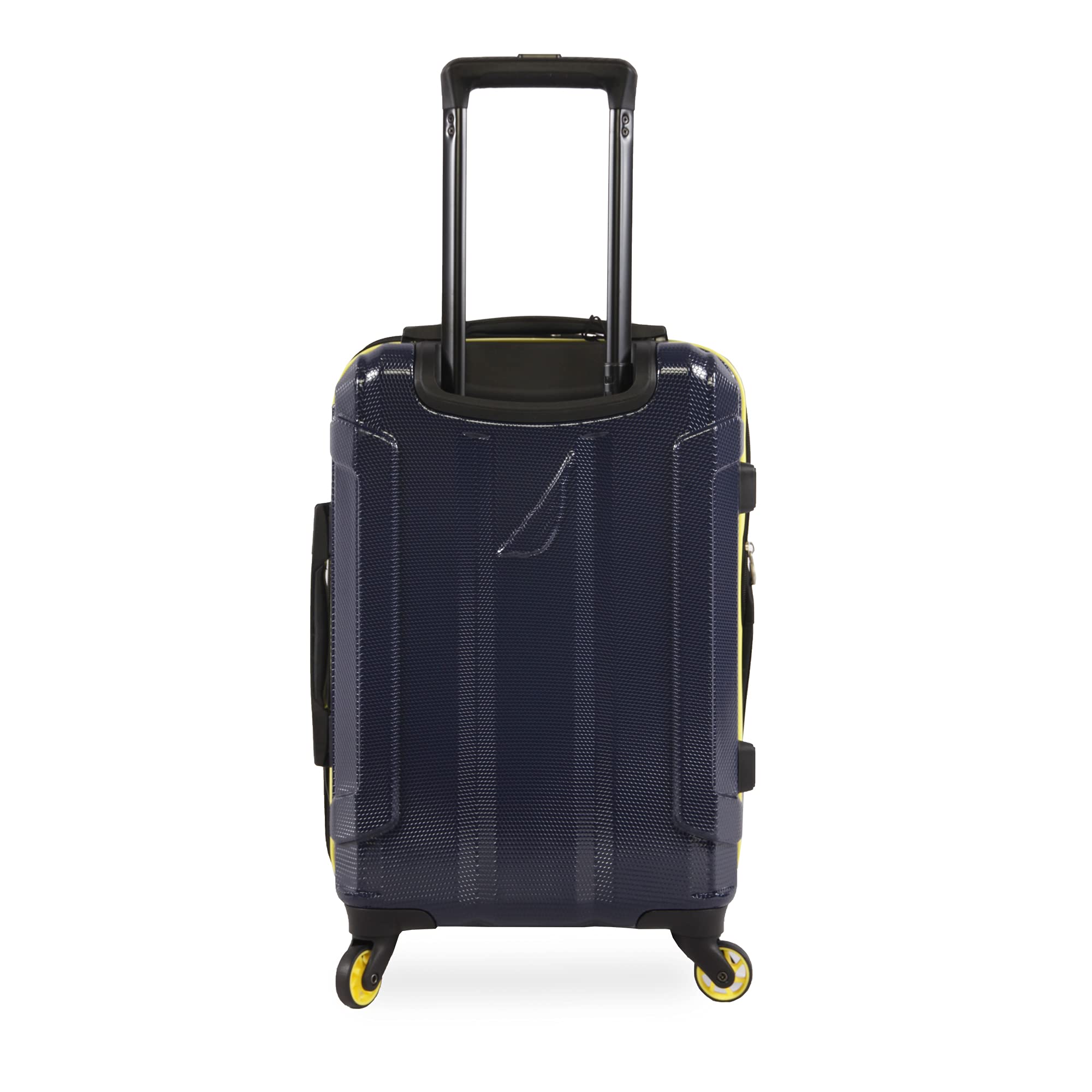 Nautica Maker Hardside Spinner Luggage 21-Inch Carry On - Lightweight Durable Suitcase with 360° Wheels, Navy/Yellow Design - Perfect for Business Travel & Weekend Getaways