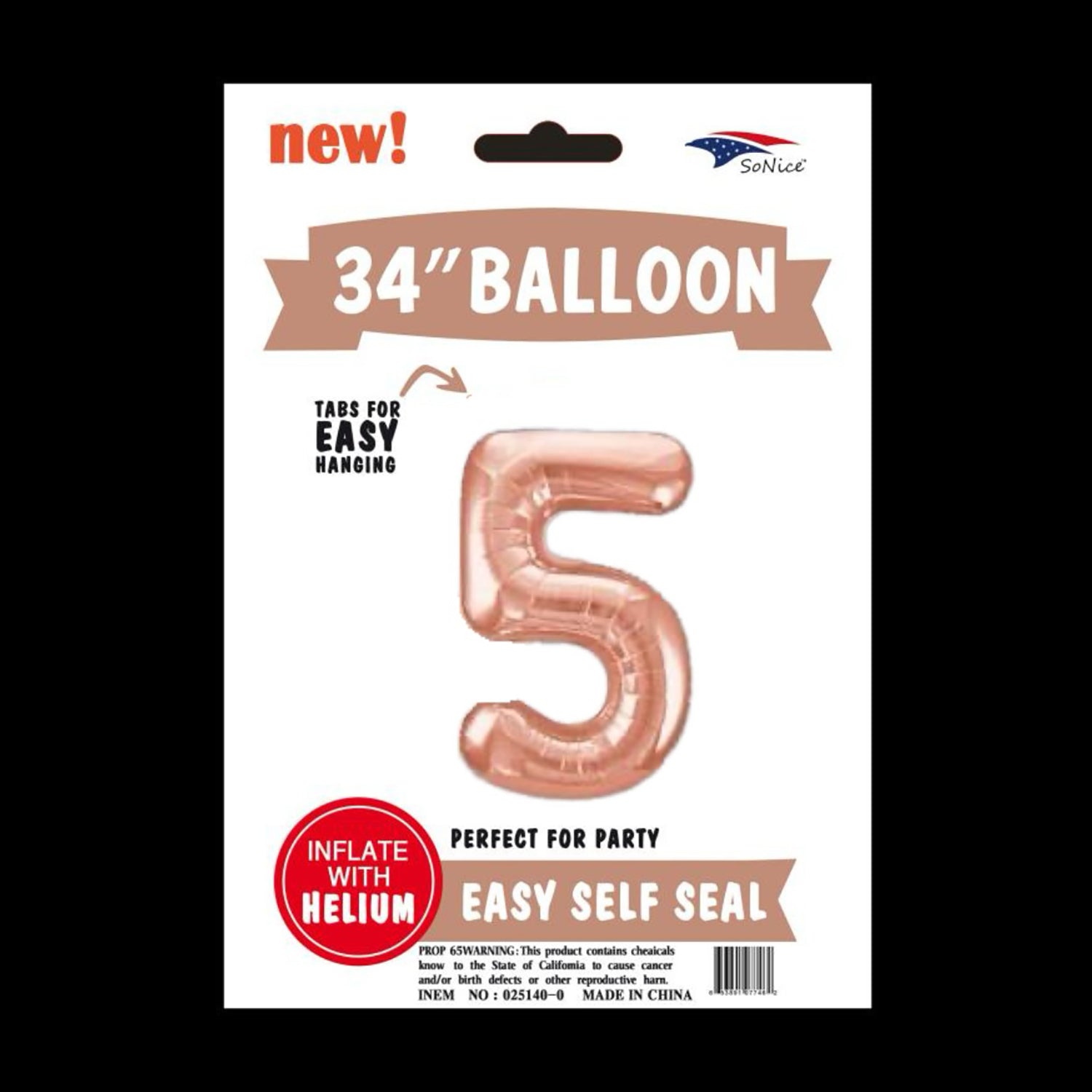 Rose Gold Number 5 Foil Balloons (34