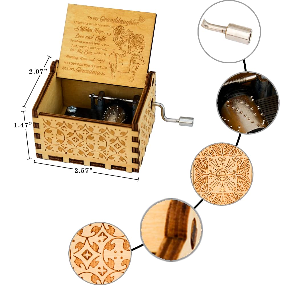 BoomBoomGifts Christmas & Birthday Gifts for Granddaughter - Leather Journal, Music Box & Keepsake Set | Thoughtful Present for Granddaughter | Perfect for Holidays, Special Occasions & Memory Keeping