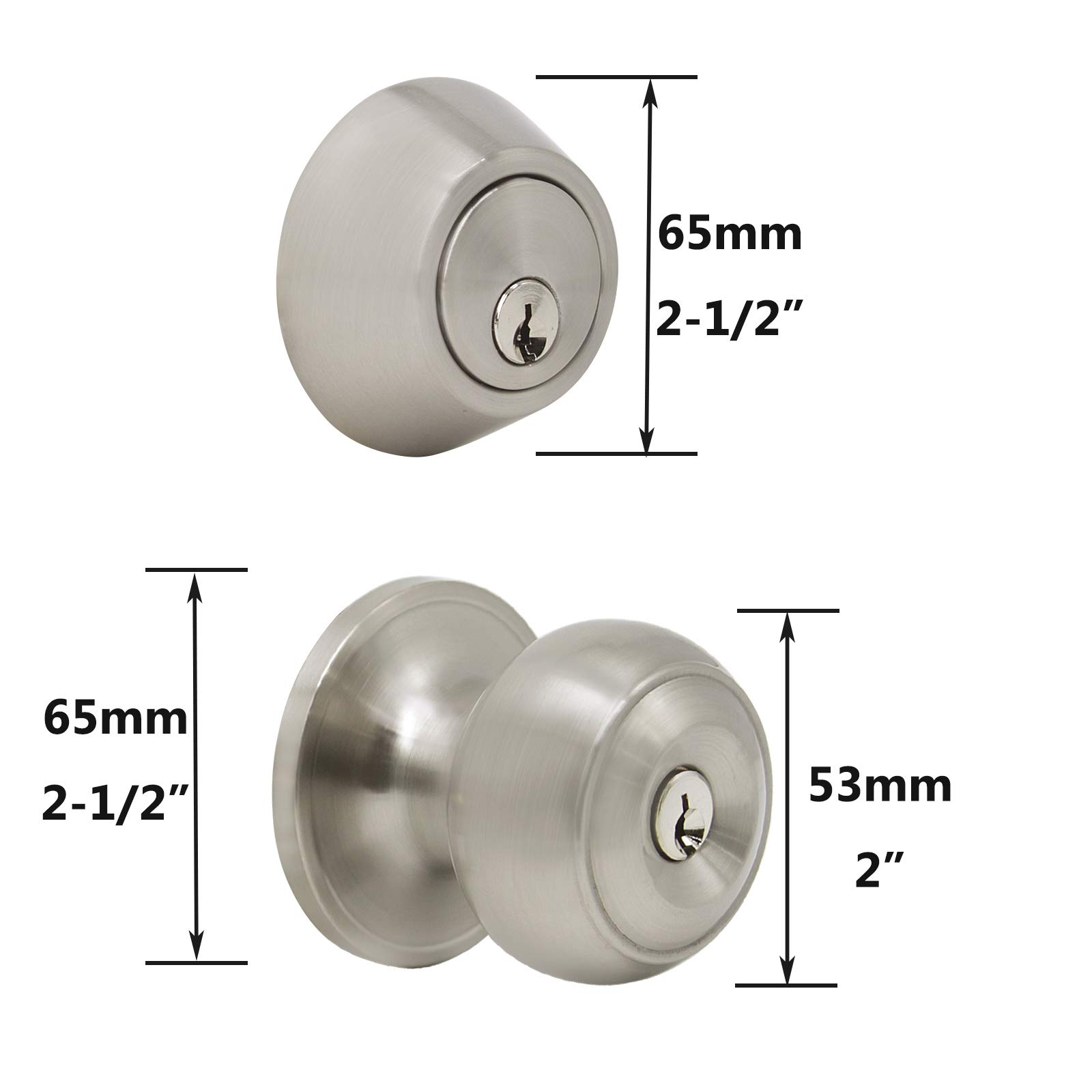 Gobrico Keyed Alike Entry Door Knob & Deadbolt Lock Set - Satin Nickel Finish, 1 Pack | Secure Front Door & Entrance Locks for Home Safety
