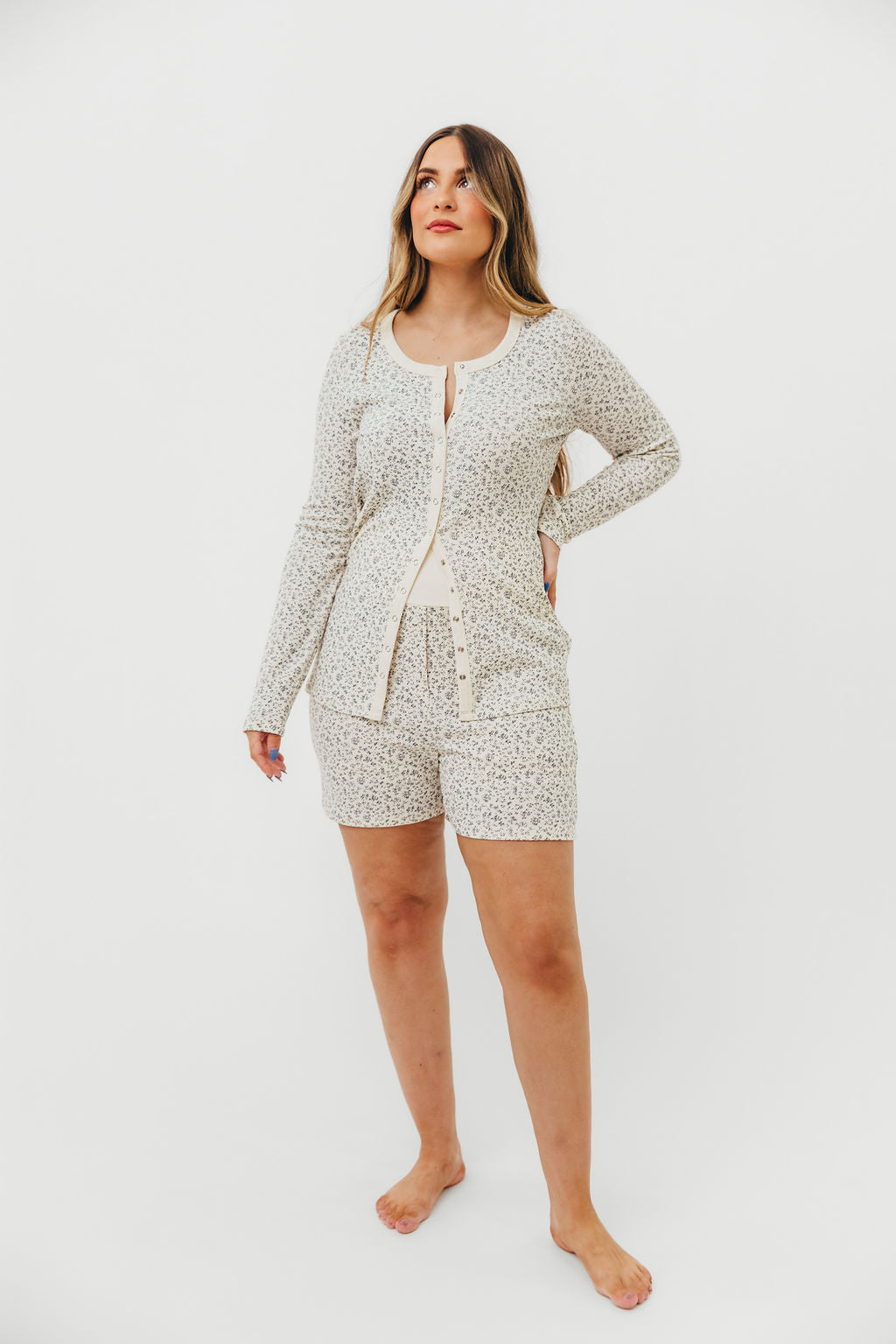 Rori Maternity Pajama Set - Soft Ivory Nursing Sleepwear for Pregnant Women | Bump Friendly & Comfortable for Nighttime and Breastfeeding