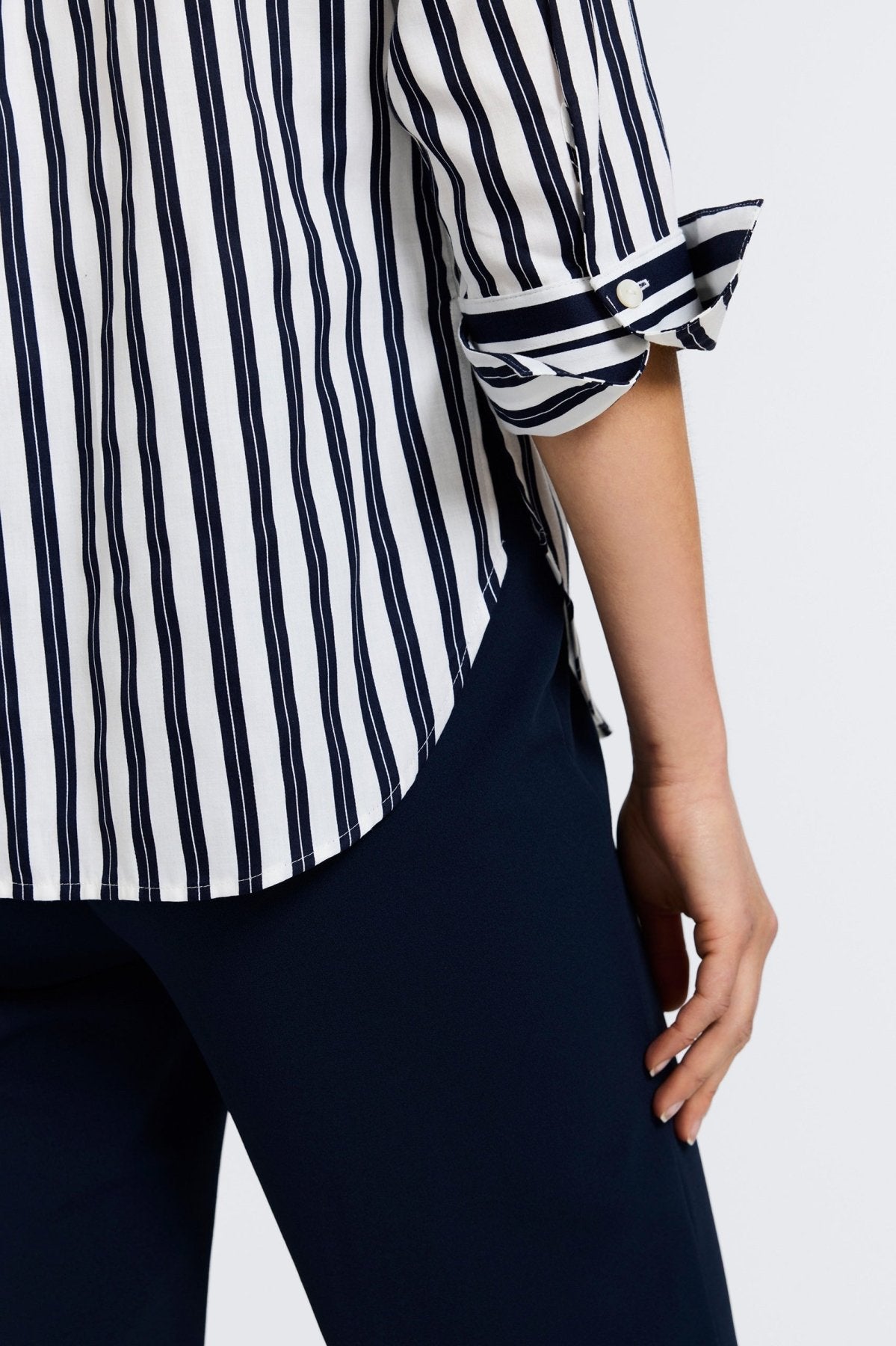 Madison Double Stripe 3/4 Sleeve Casual Shirt for Women | Striped T-Shirt with Unique Design | Perfect for Office, Date Night & Weekend Outings
